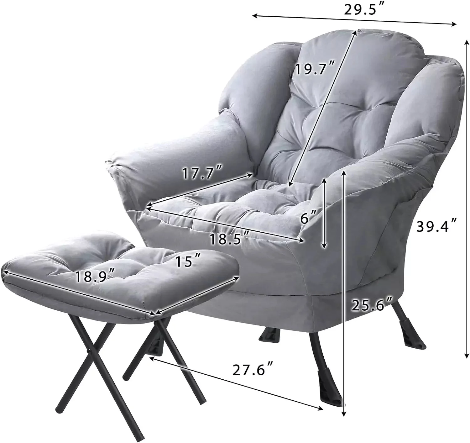 VITESSE Fabric Lazy Chair for Adults,Modern Comfortable Soft Sofa - Image 40