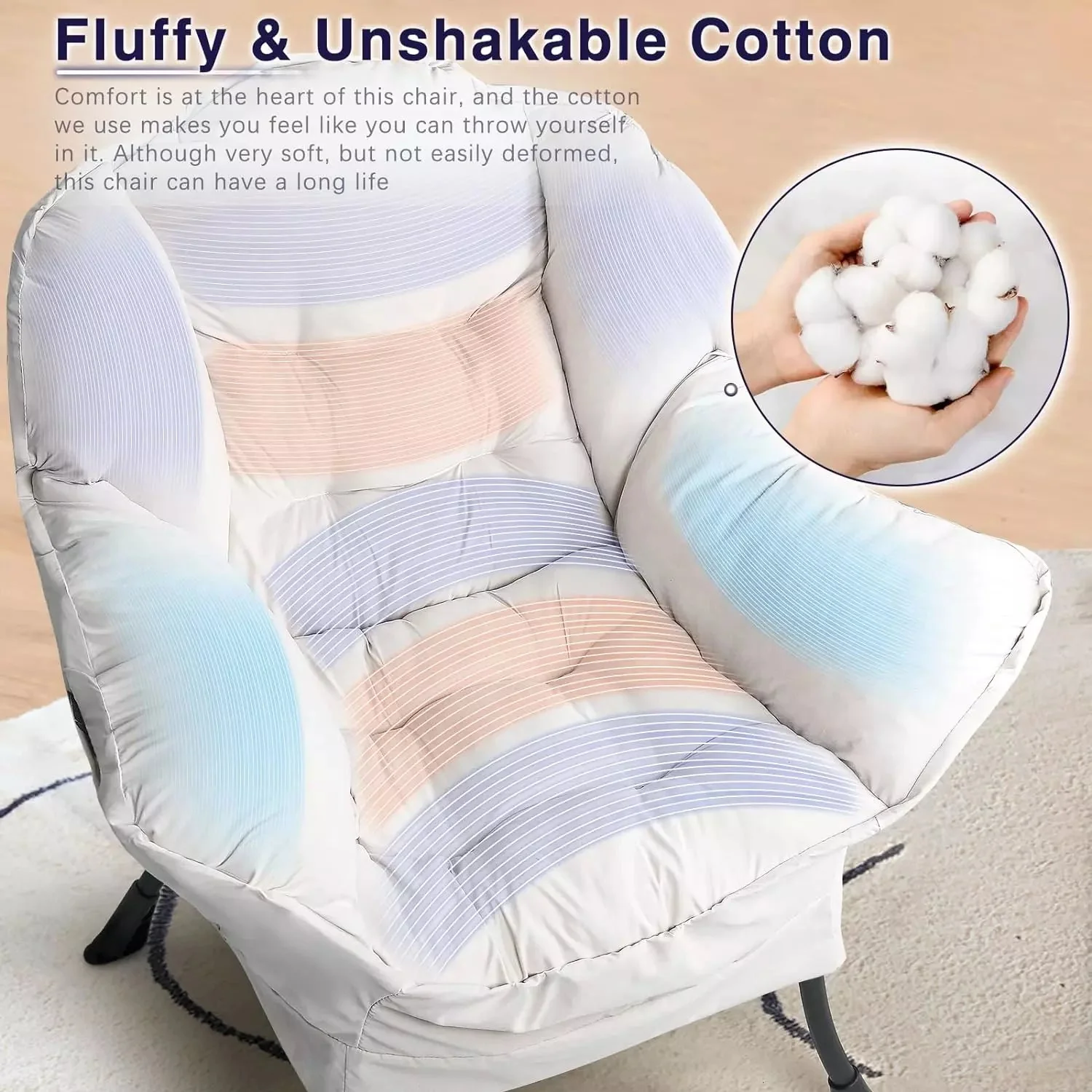 VITESSE Fabric Lazy Chair for Adults,Modern Comfortable Soft Sofa - Image 7