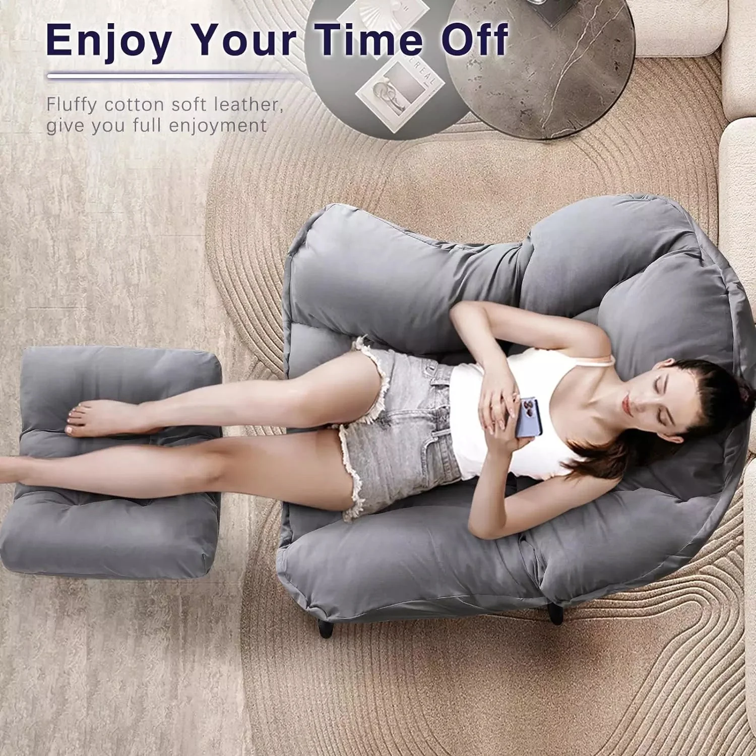 VITESSE Fabric Lazy Chair for Adults,Modern Comfortable Soft Sofa - Image 9