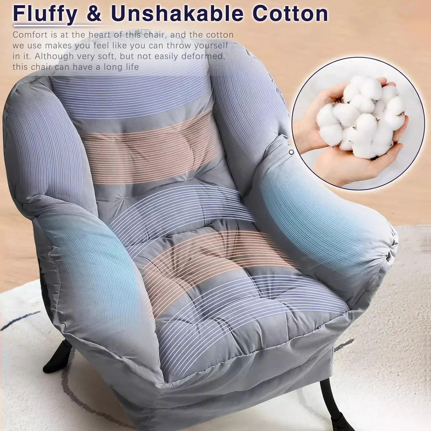 Vitesse Fabric Lazy Chair,Modern Comfortable Soft Sofa for Adults - Image 14