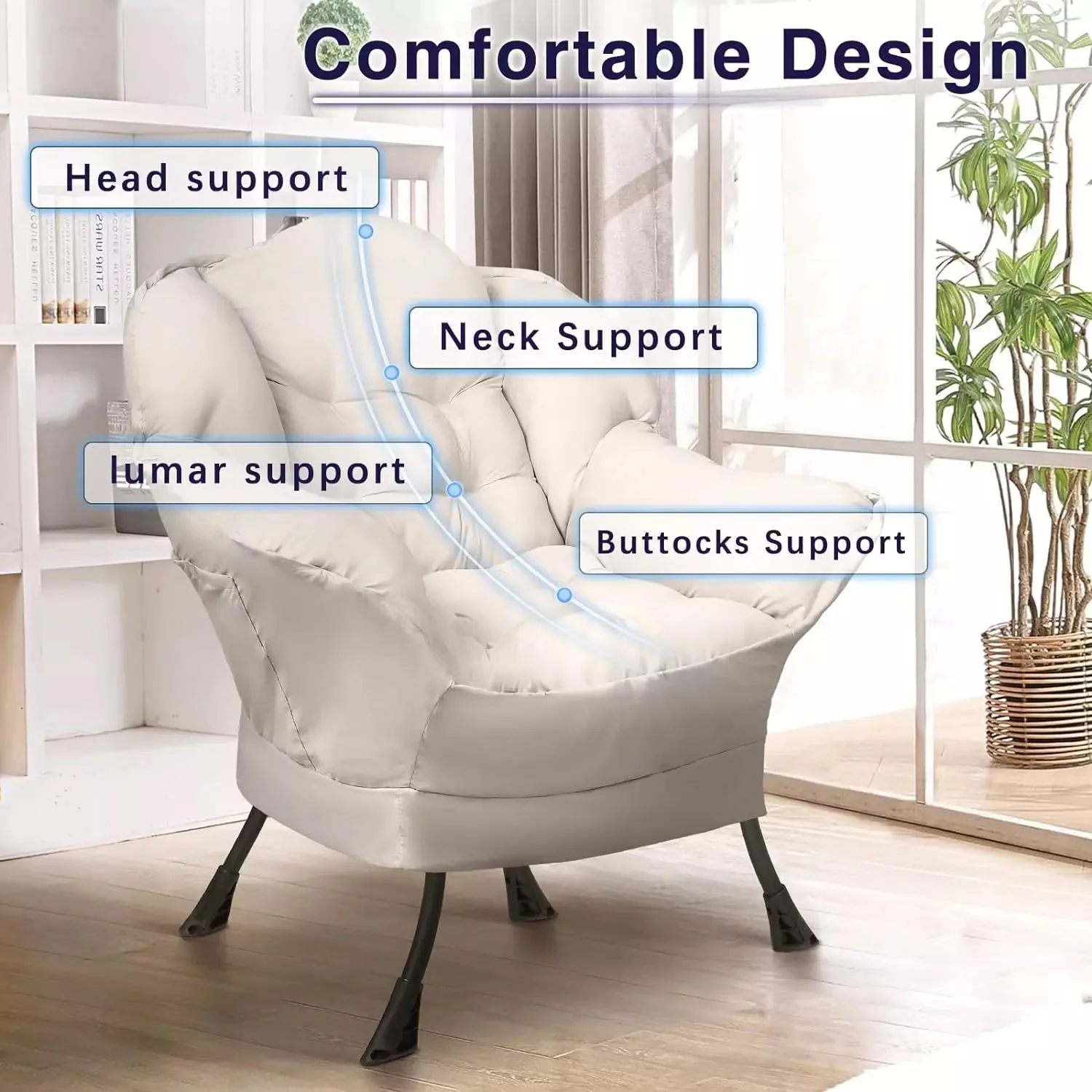 Vitesse Fabric Lazy Chair,Modern Comfortable Soft Sofa for Adults - Image 4