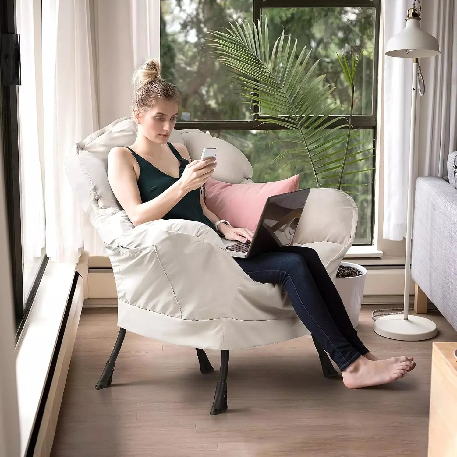 Vitesse Fabric Lazy Chair,Modern Comfortable Soft Sofa for Adults - Image 5