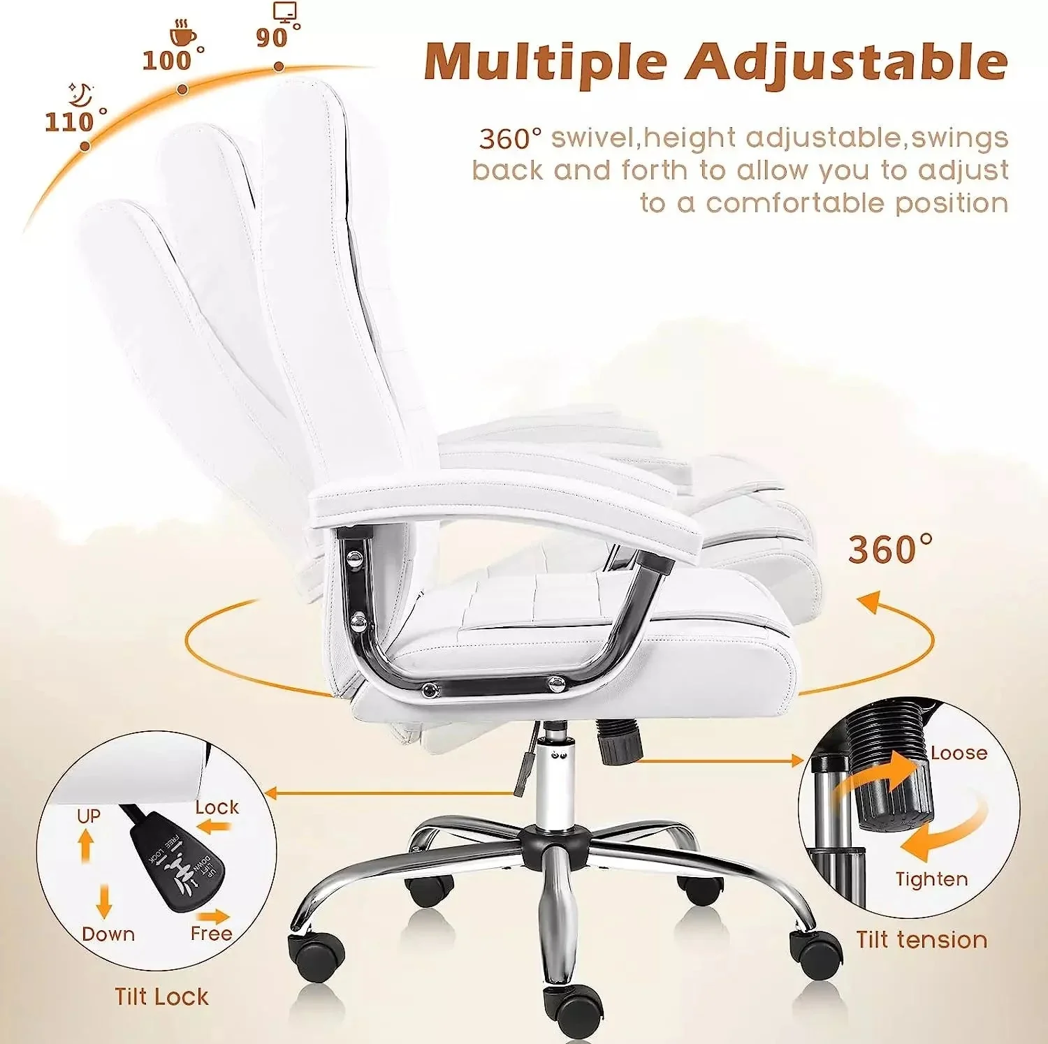 Vitesse Home Office Chair with Spring Cushion,400LBS High Back Executive Office Chair - Image 19