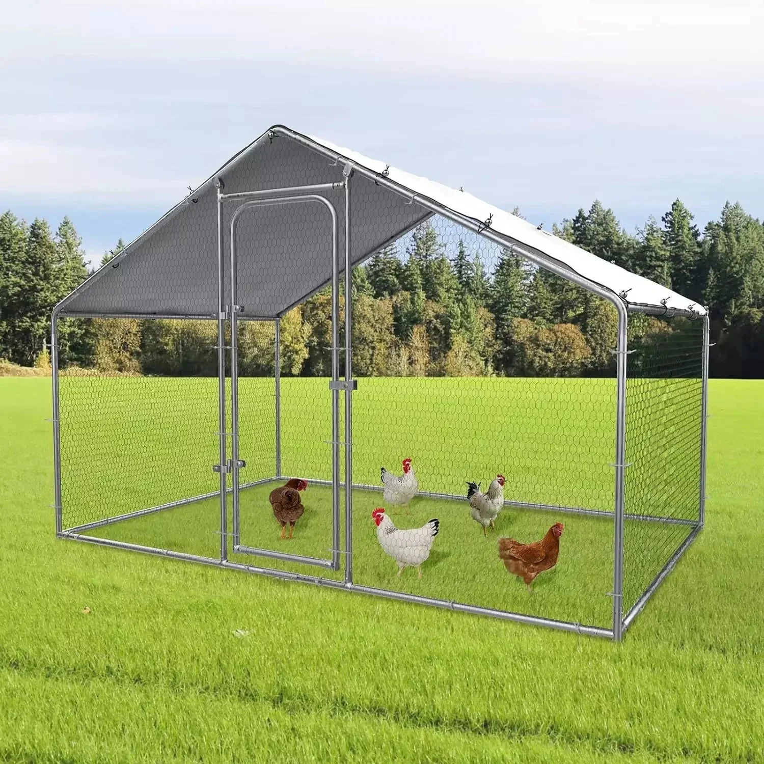 Vitesse Large Metal Chicken Coop with Waterproof and Anti-UV Cover CC01
