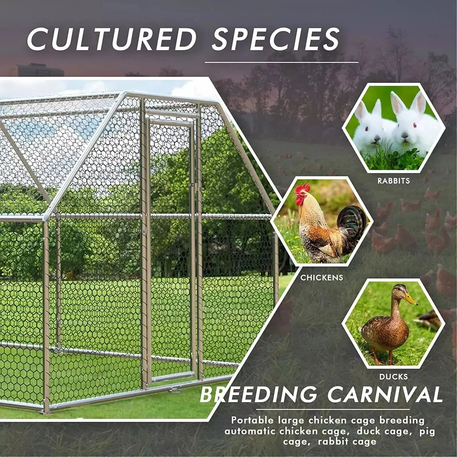 Vitesse Large Metal Chicken Coop with Waterproof and Anti-UV Cover CC02 - Image 11