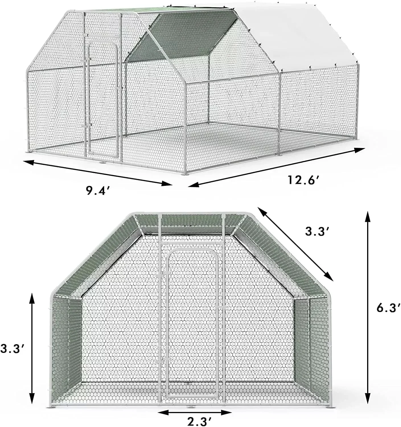 Vitesse Large Metal Chicken Coop with Waterproof and Anti-UV Cover CC02 - Image 13