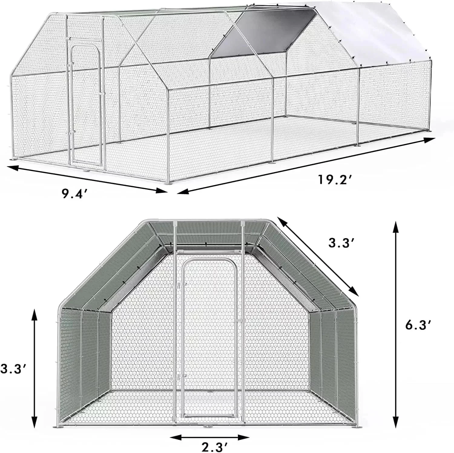 Vitesse Large Metal Chicken Coop with Waterproof and Anti-UV Cover CC02 - Image 21