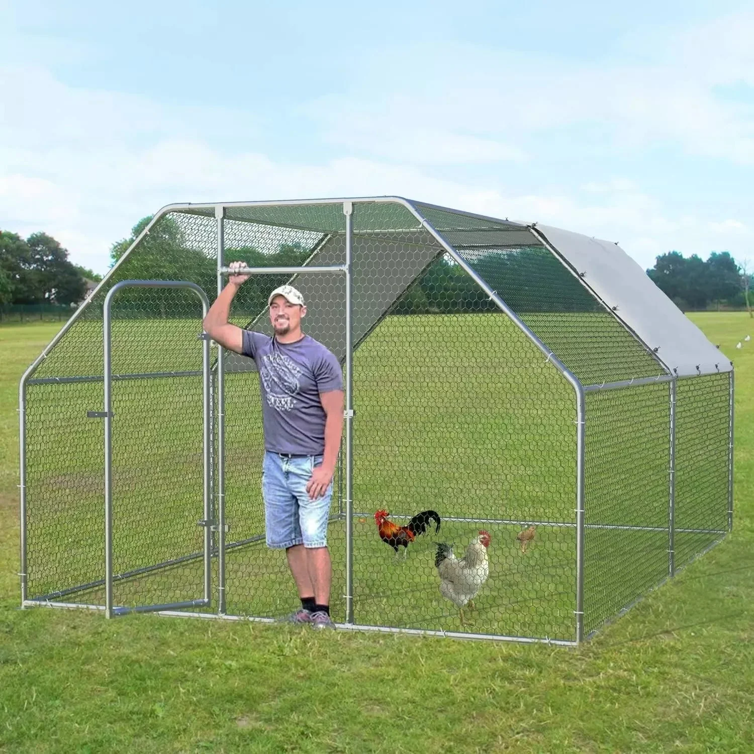Vitesse Large Metal Chicken Coop with Waterproof and Anti-UV Cover CC02 - Image 9