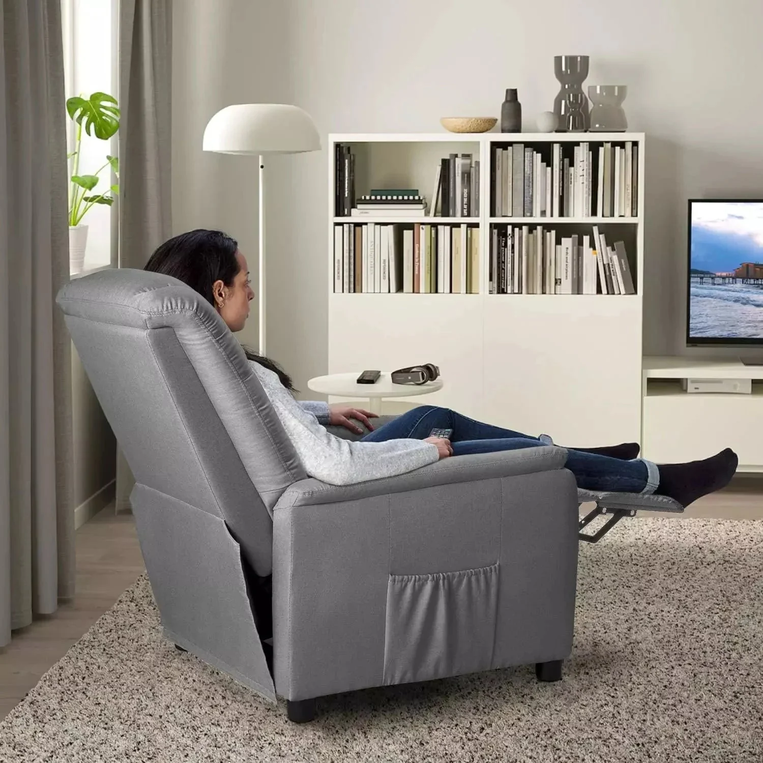 Vitesse Modern Fabric Recliner Chair, Home Theater Seating with Pocket, Lounge Recliner Sofa with Footrest - Image 17
