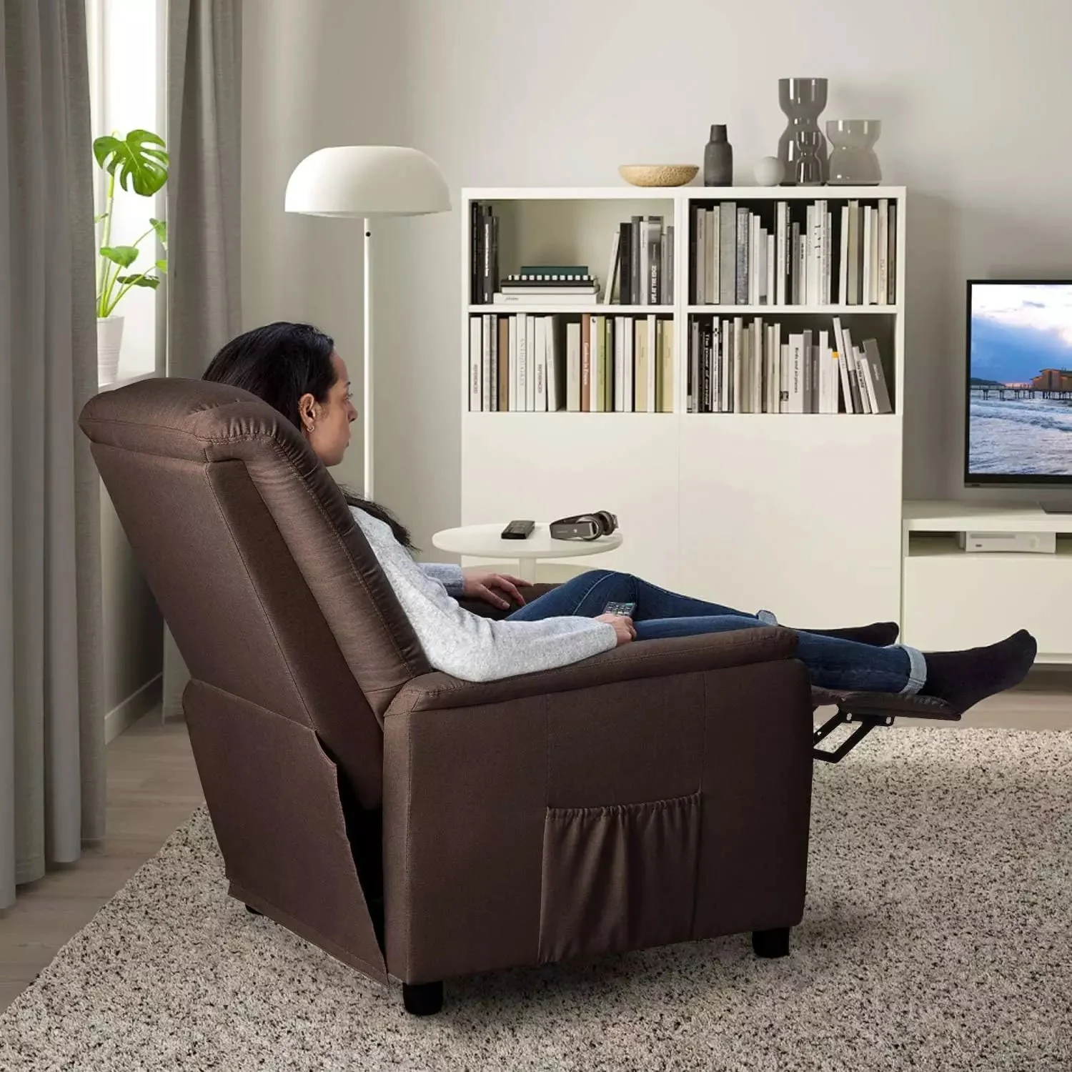 VITESSE Modern Fabric Recliner Chair, Home Theater Seating with Pocket, Lounge Recliner Sofa with Footrest and Backrest - Image 10