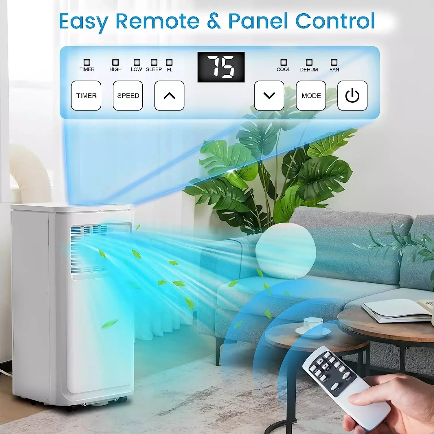 Vitesse Portable Air Conditioners with Remote Control,3 in 1 Compact Cooling Unit up to 350 Sq,White - Image 5