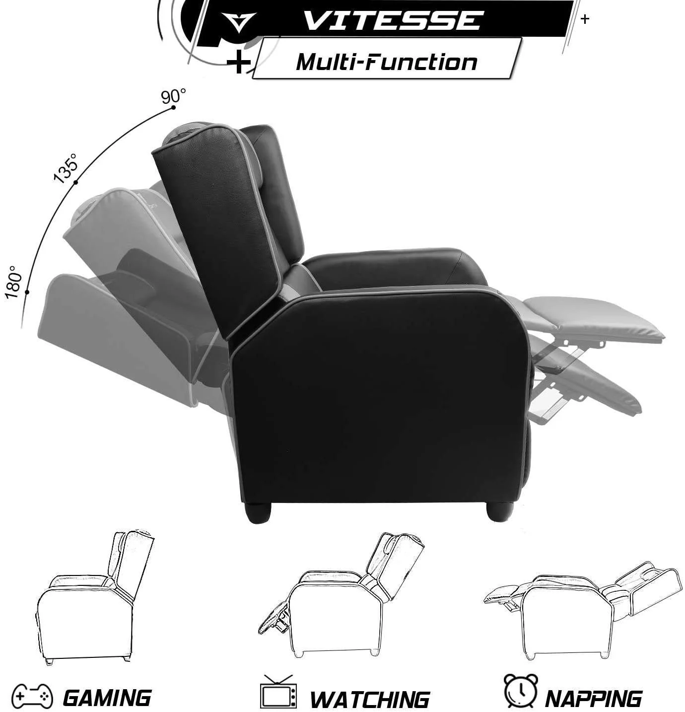 VITESSE Racing Style Single Gaming Recliner & Sofa, Theater Seat VGR02 - Image 13
