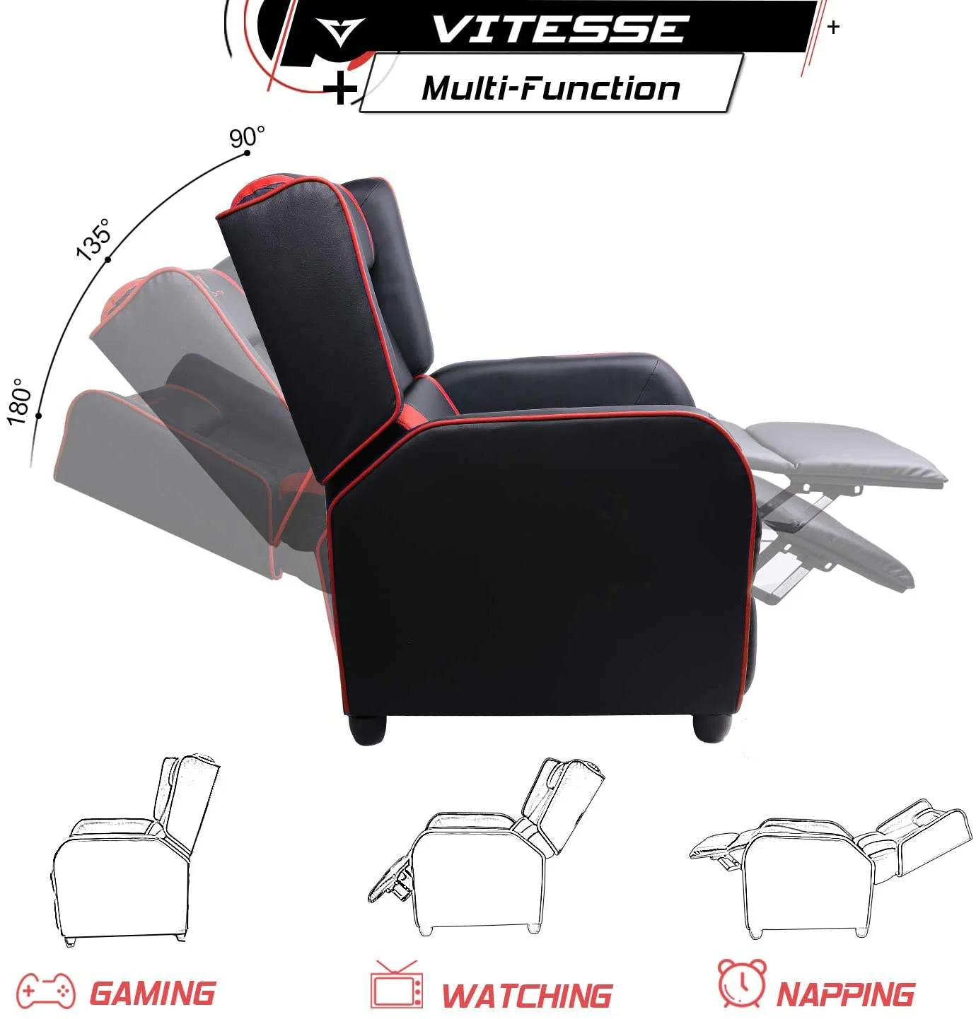 VITESSE Racing Style Single Gaming Recliner & Sofa, Theater Seat VGR02 - Image 20