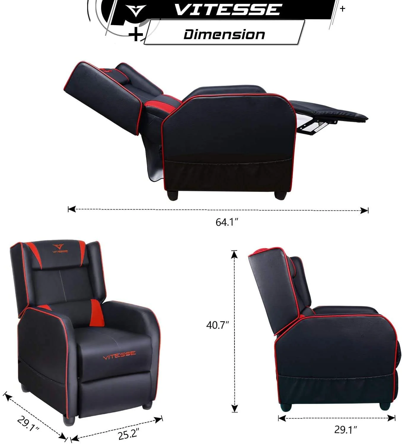 VITESSE Racing Style Single Gaming Recliner & Sofa, Theater Seat VGR02 - Image 21