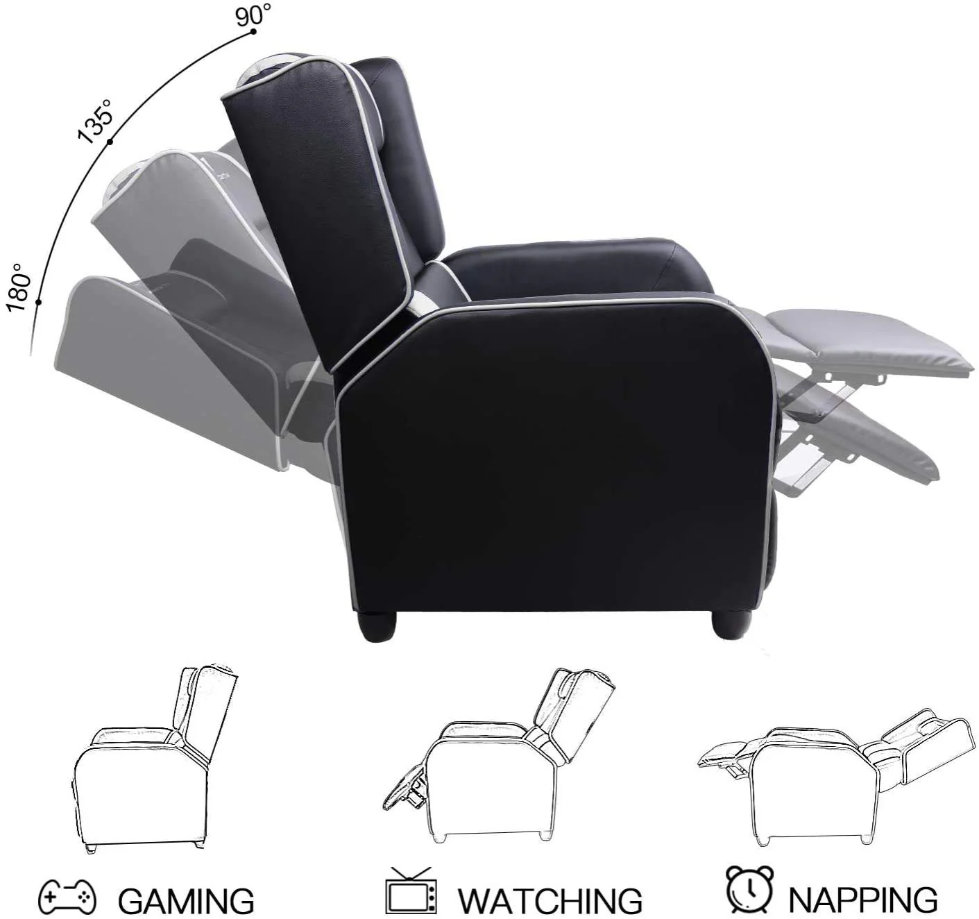VITESSE Racing Style Single Gaming Recliner & Sofa, Theater Seat VGR02 - Image 27