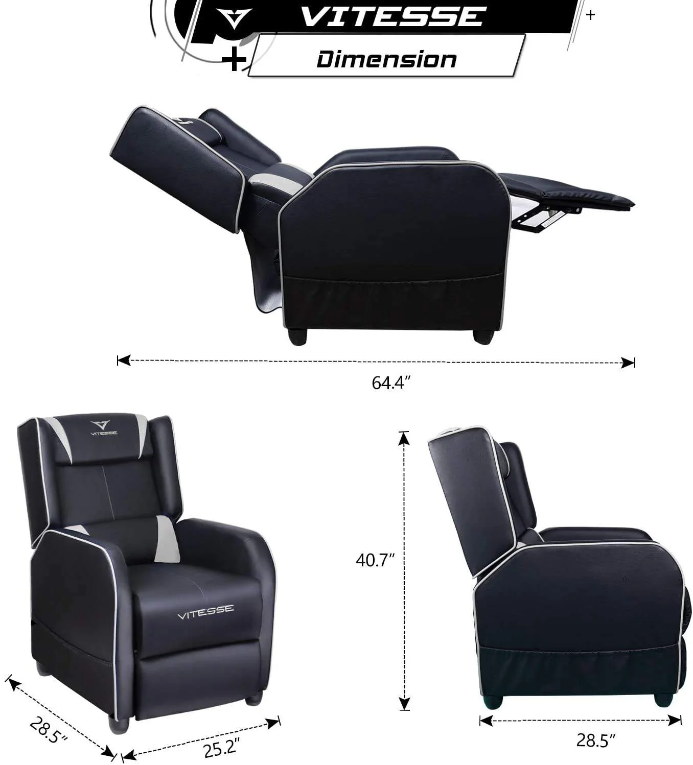 VITESSE Racing Style Single Gaming Recliner & Sofa, Theater Seat VGR02 - Image 28