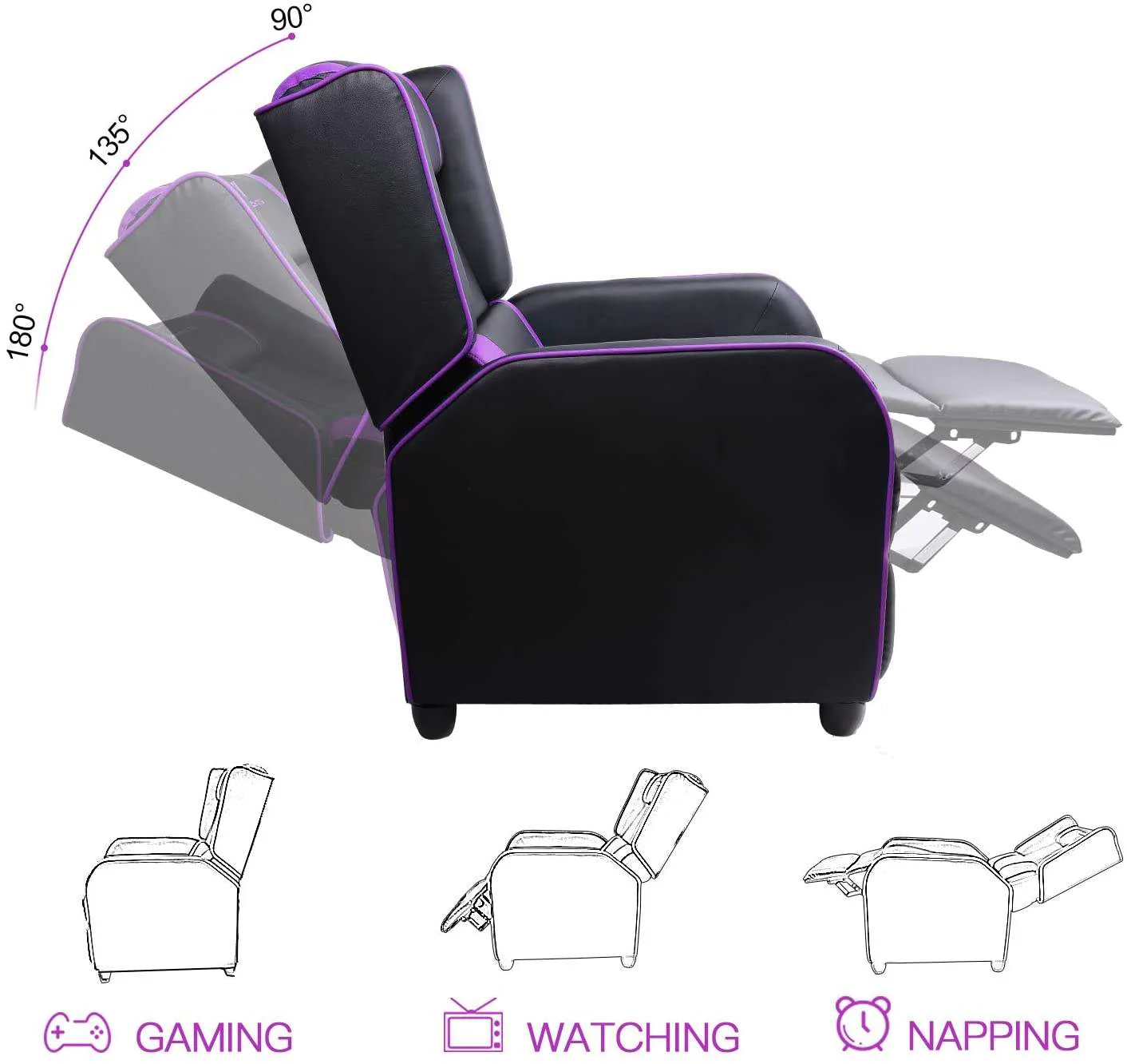 VITESSE Racing Style Single Gaming Recliner & Sofa, Theater Seat VGR02 - Image 34