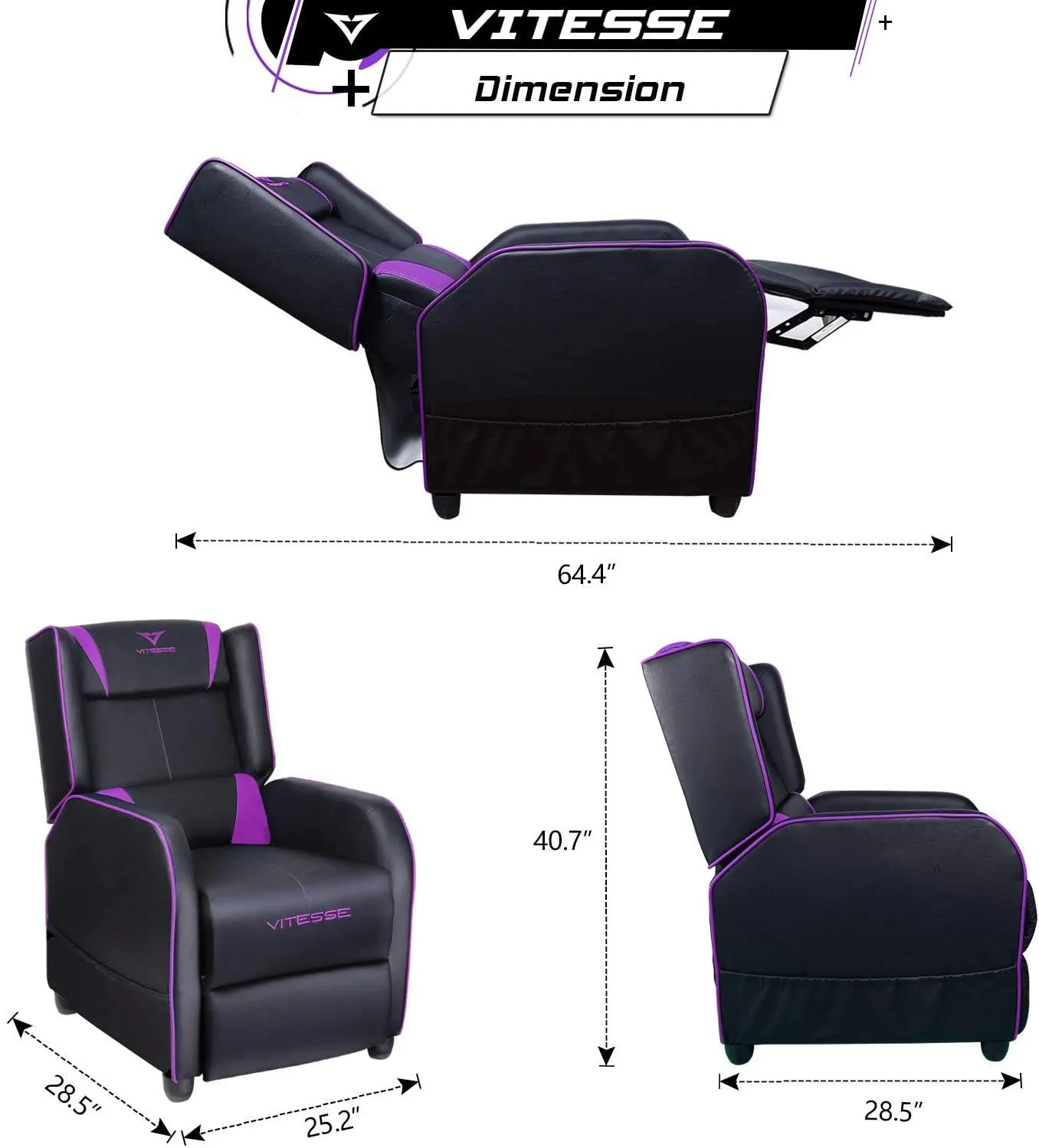 VITESSE Racing Style Single Gaming Recliner & Sofa, Theater Seat VGR02 - Image 35