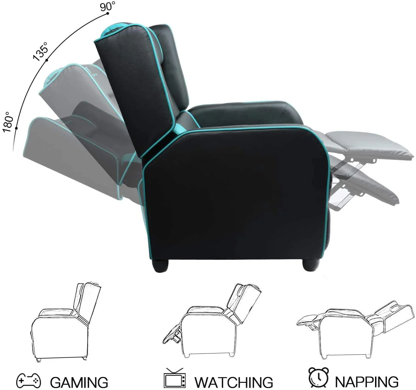 VITESSE Racing Style Single Gaming Recliner & Sofa, Theater Seat VGR02 - Image 41
