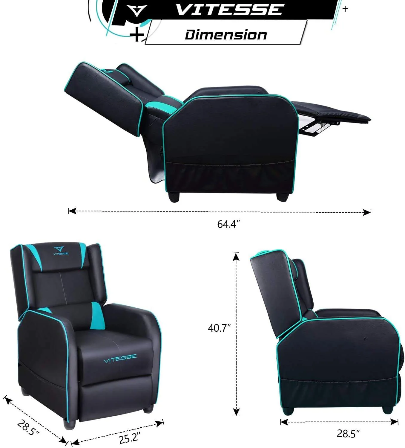 VITESSE Racing Style Single Gaming Recliner & Sofa, Theater Seat VGR02 - Image 42
