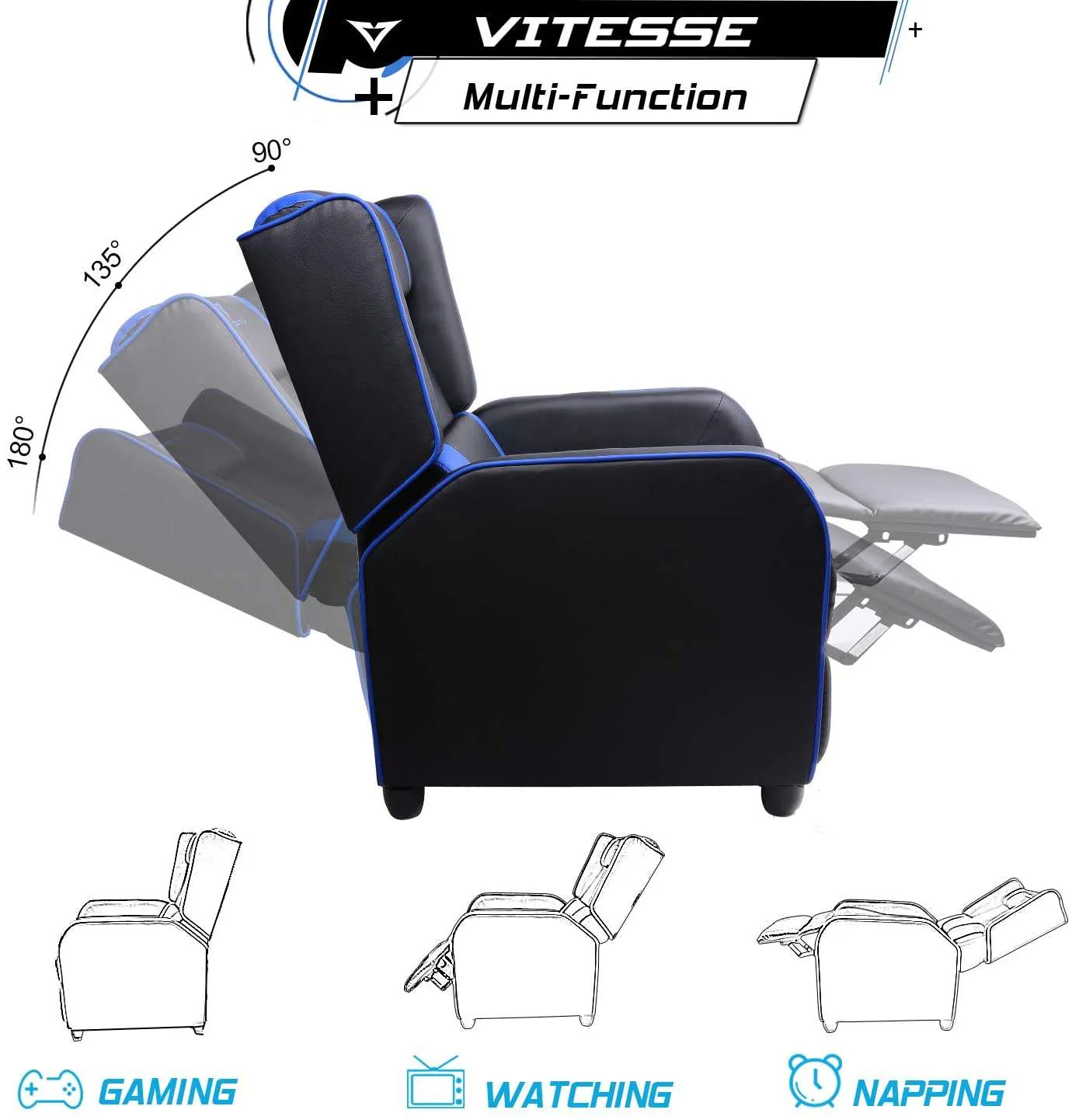 VITESSE Racing Style Single Gaming Recliner & Sofa, Theater Seat VGR02 - Image 6