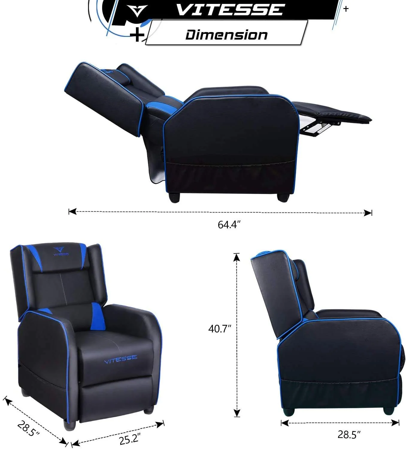 VITESSE Racing Style Single Gaming Recliner & Sofa, Theater Seat VGR02 - Image 7
