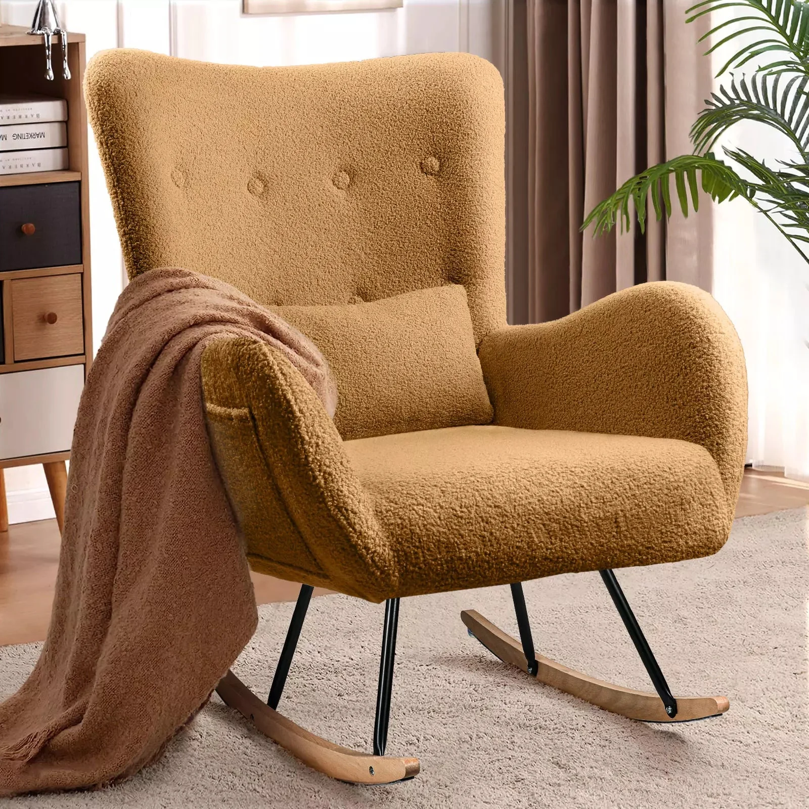 Vitesse Rocking Chair Nursery Rocker Teddy Upholstered Rocking Chair Indoor - Image 22