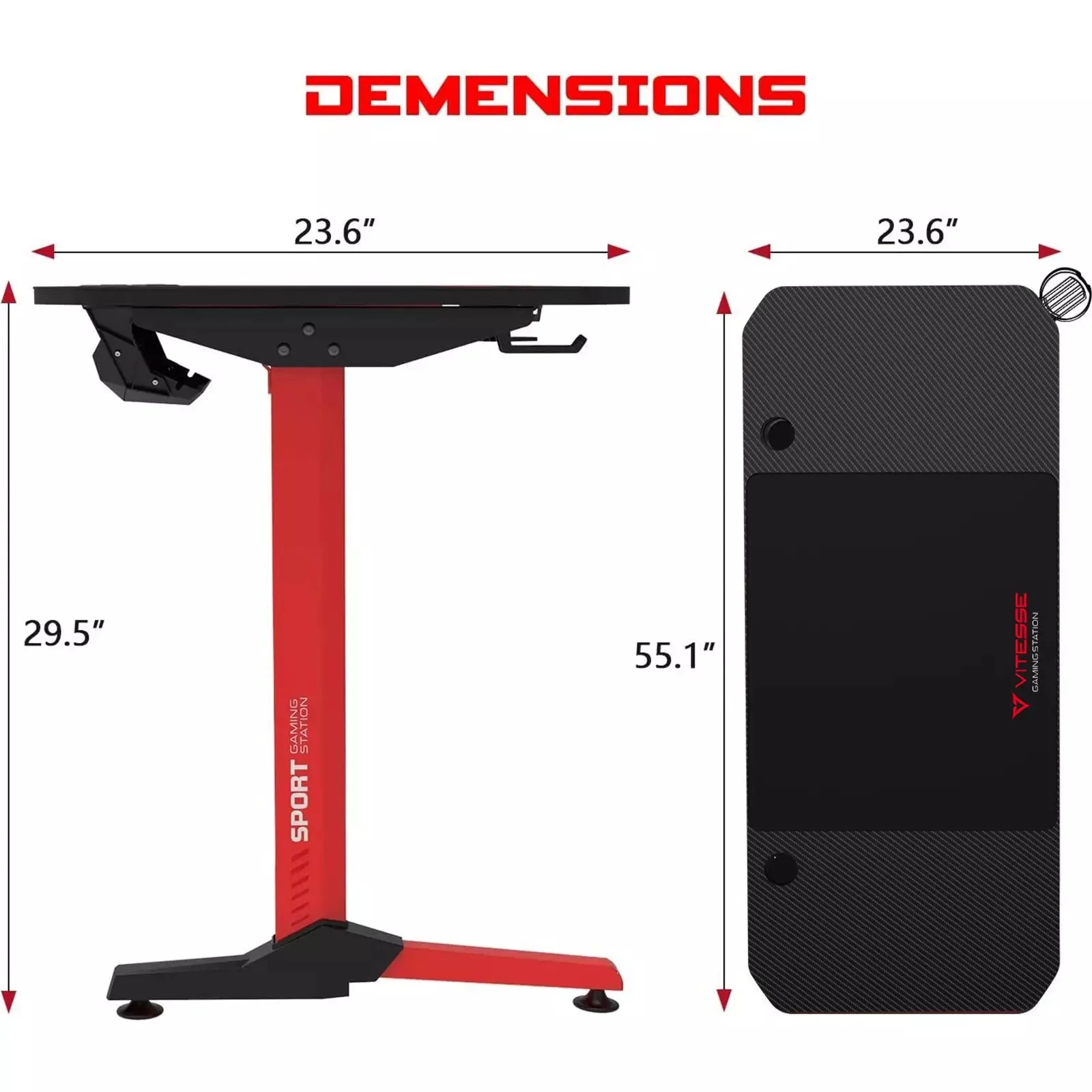 Vitesse T-Shaped Esport PC Gaming Desk, Ergonomic Office Computer Table TD01 - Image 14