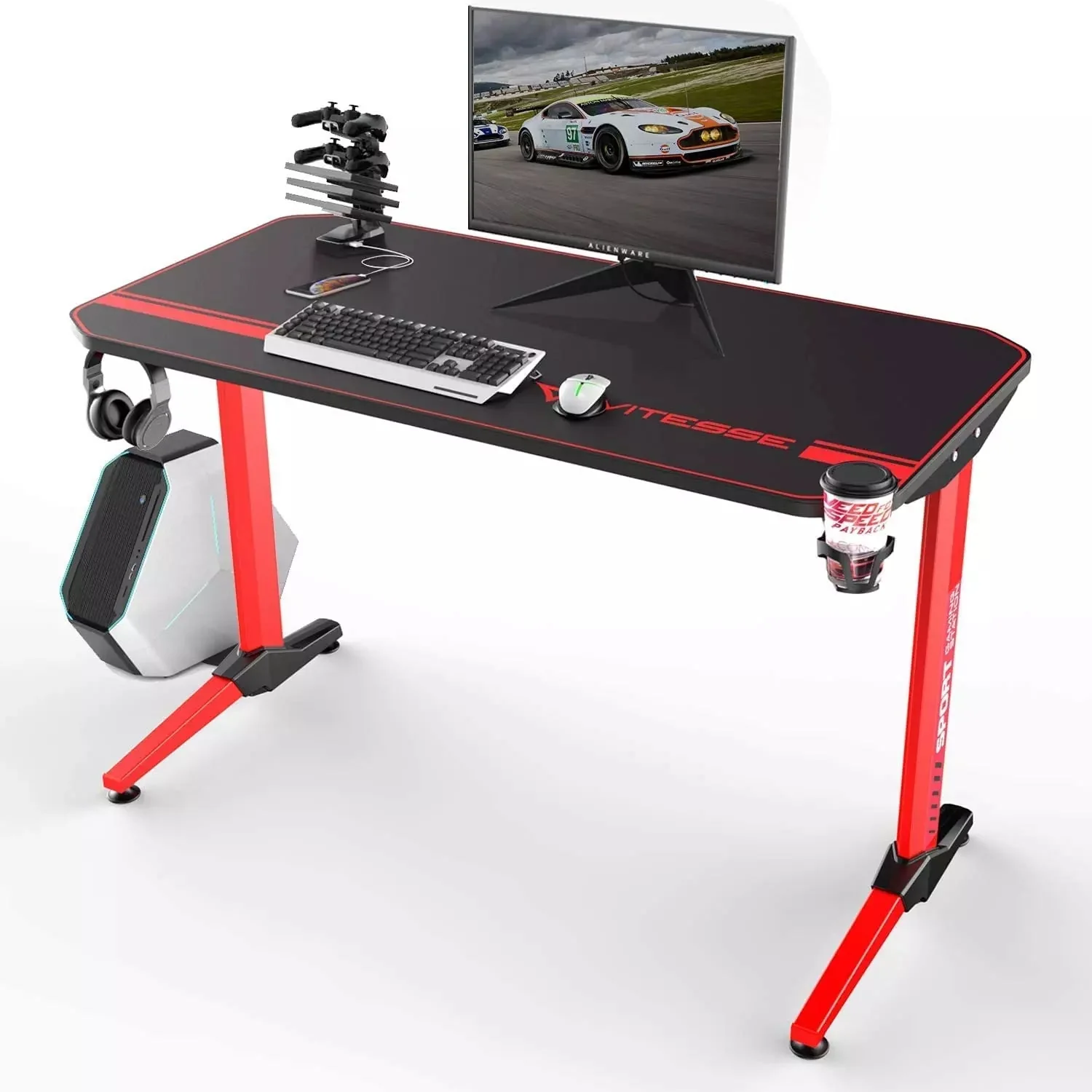 Vitesse T-Shaped Esport PC Gaming Desk, Ergonomic Office Computer Table TD01 - Image 38