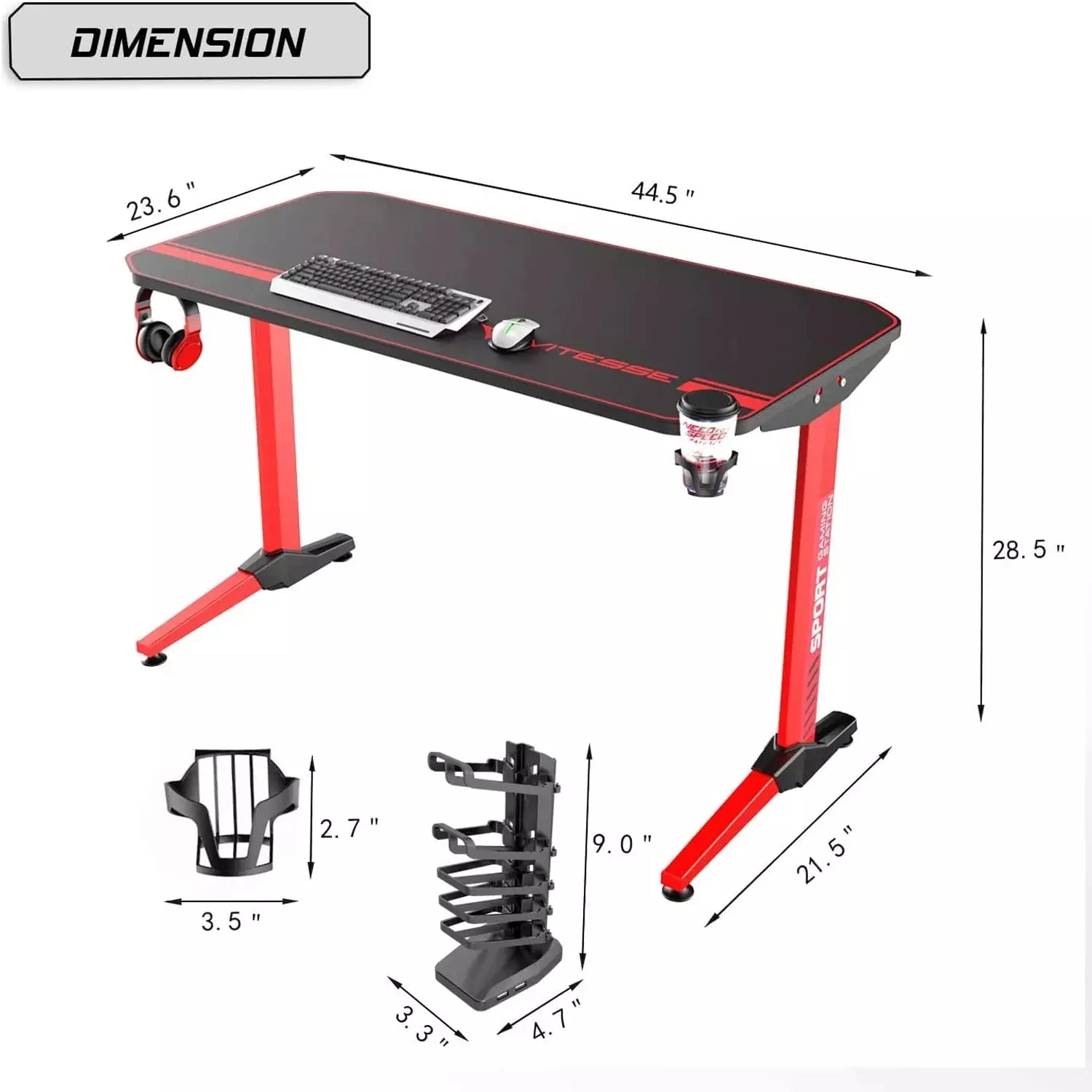 Vitesse T-Shaped Esport PC Gaming Desk, Ergonomic Office Computer Table TD01 - Image 44