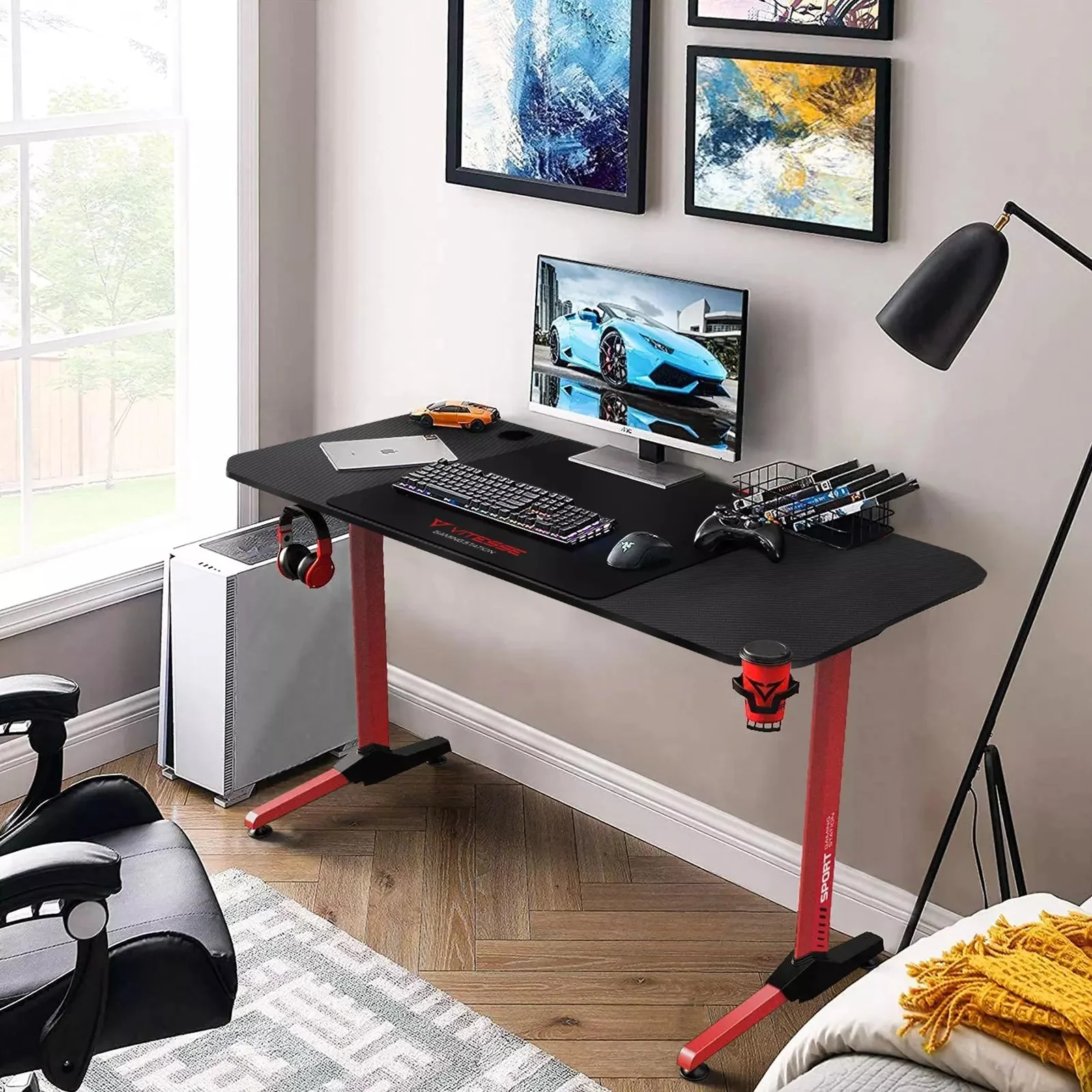 Vitesse T-Shaped Esport PC Gaming Desk, Ergonomic Office Computer Table TD01 - Image 9