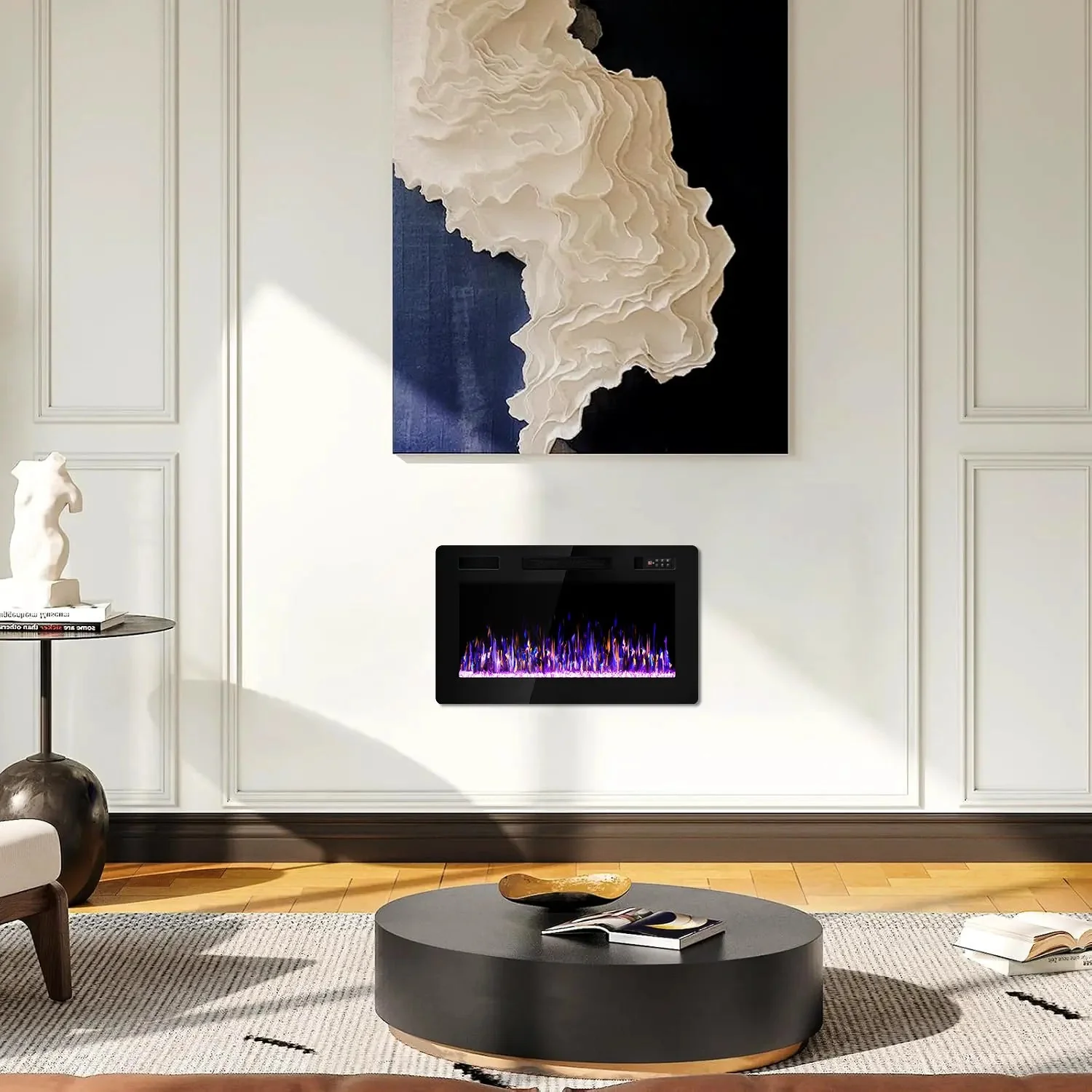 Vitesse Ultra Thin Electric Fireplace-Narrow Bezel Linear Fireplace Heater Recessed Wall Mounted, Remote and Screen Control, 8H Sleep Timer, Low Noise, 750/1500W for Living Room, Bedroom - Image 13
