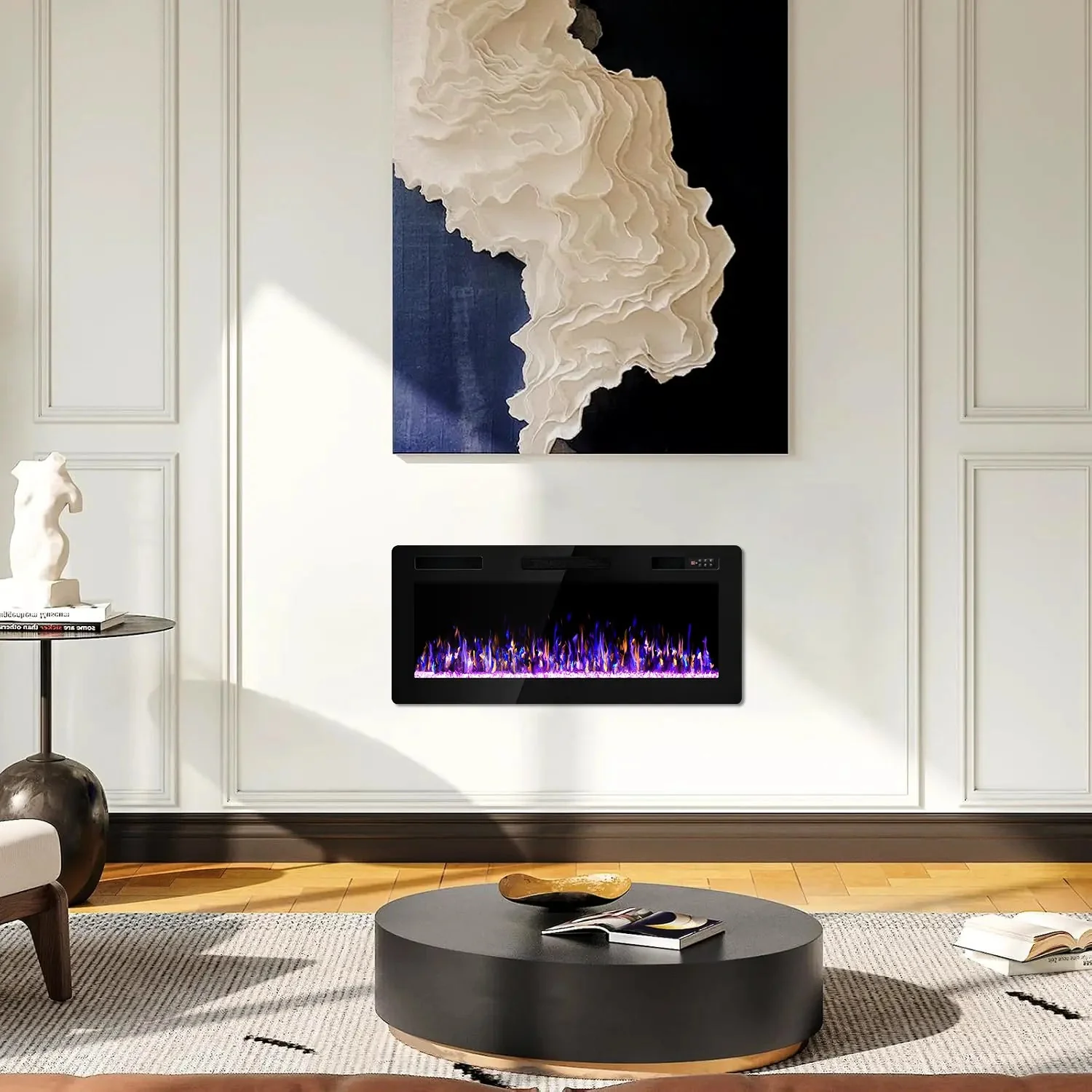 Vitesse Ultra Thin Electric Fireplace-Narrow Bezel Linear Fireplace Heater Recessed Wall Mounted, Remote and Screen Control, 8H Sleep Timer, Low Noise, 750/1500W for Living Room, Bedroom - Image 17