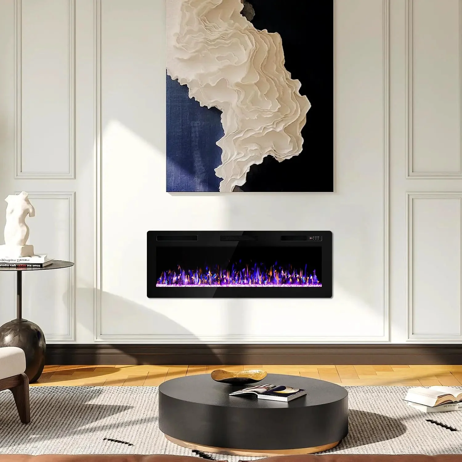 Vitesse Ultra Thin Electric Fireplace-Narrow Bezel Linear Fireplace Heater Recessed Wall Mounted, Remote and Screen Control, 8H Sleep Timer, Low Noise, 750/1500W for Living Room, Bedroom - Image 19