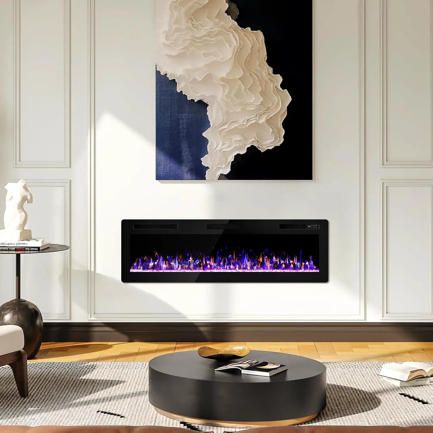 Vitesse Ultra Thin Electric Fireplace-Narrow Bezel Linear Fireplace Heater Recessed Wall Mounted, Remote and Screen Control, 8H Sleep Timer, Low Noise, 750/1500W for Living Room, Bedroom - Image 21