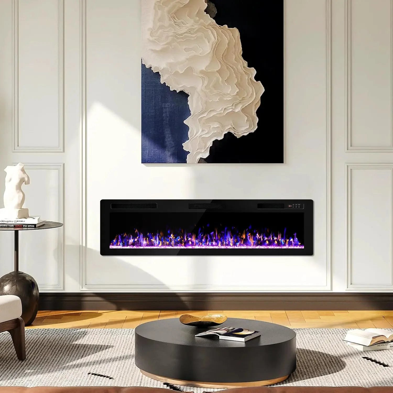 Vitesse Ultra Thin Electric Fireplace-Narrow Bezel Linear Fireplace Heater Recessed Wall Mounted, Remote and Screen Control, 8H Sleep Timer, Low Noise, 750/1500W for Living Room, Bedroom - Image 23