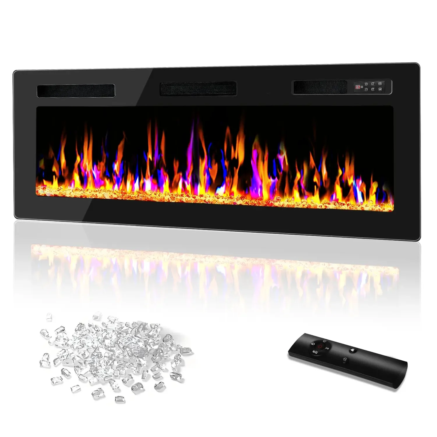 Vitesse Ultra Thin Electric Fireplace-Narrow Bezel Linear Fireplace Heater Recessed Wall Mounted, Remote and Screen Control, 8H Sleep Timer, Low Noise, 750/1500W for Living Room, Bedroom - Image 4