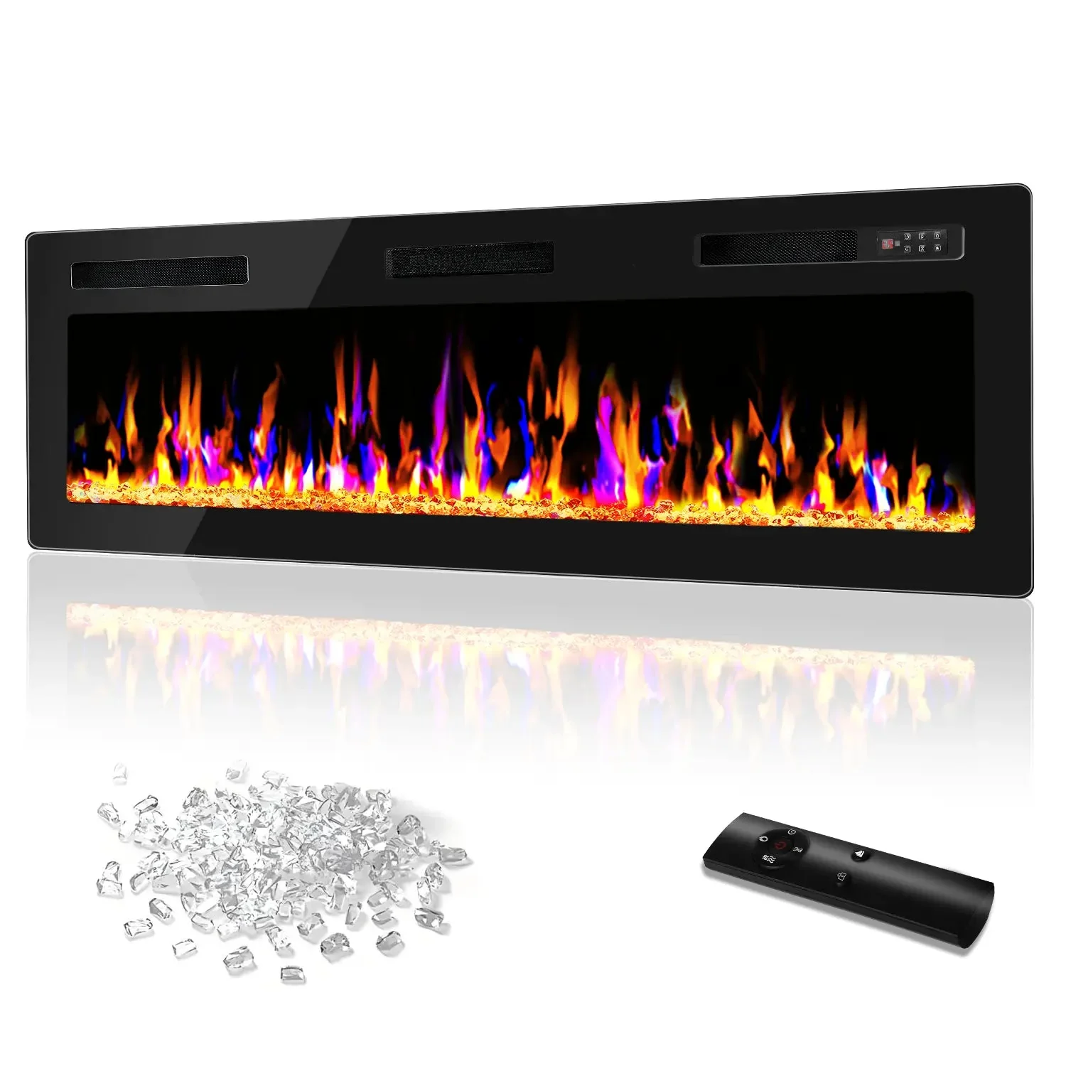 Vitesse Ultra Thin Electric Fireplace-Narrow Bezel Linear Fireplace Heater Recessed Wall Mounted, Remote and Screen Control, 8H Sleep Timer, Low Noise, 750/1500W for Living Room, Bedroom - Image 5