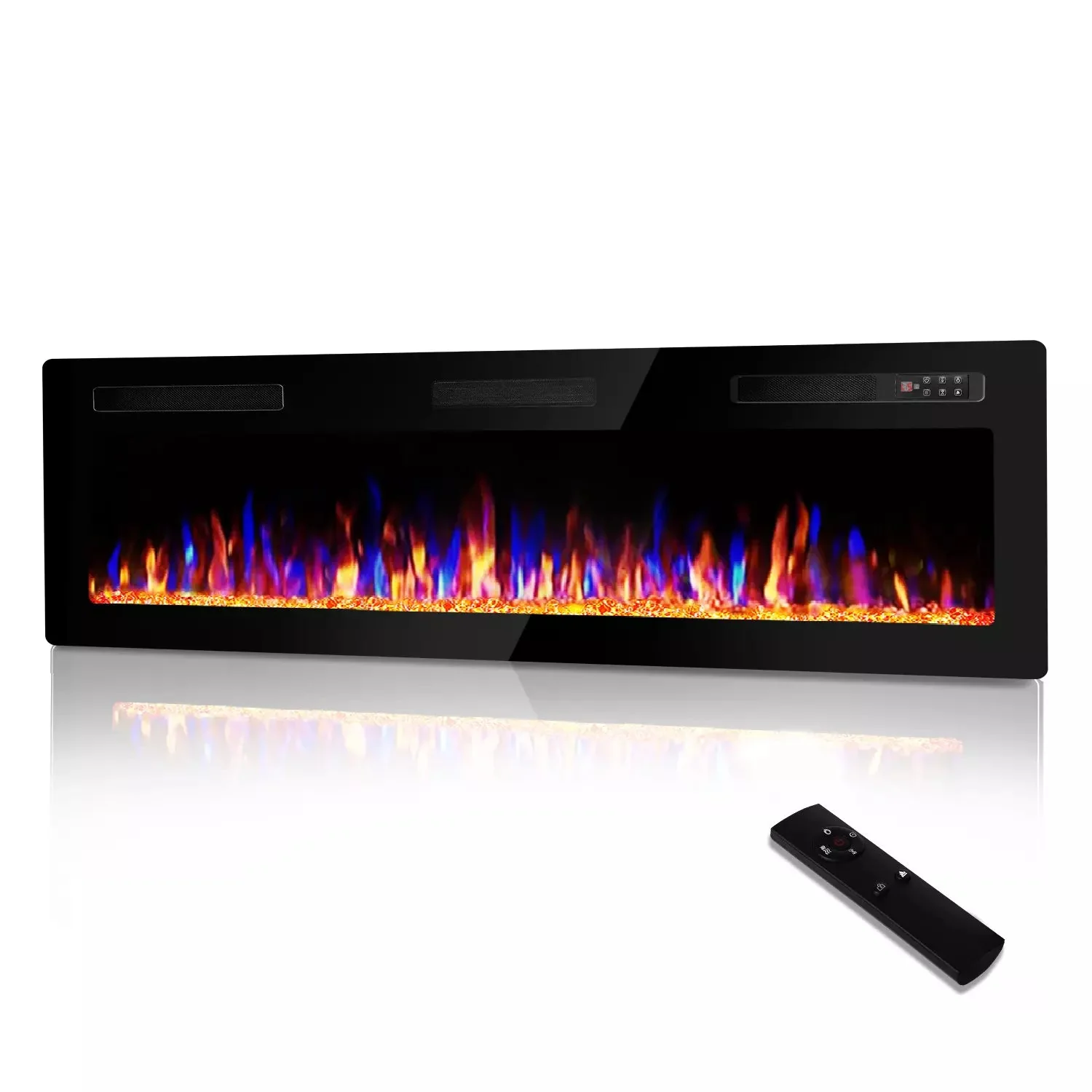 Vitesse Ultra Thin Electric Fireplace-Narrow Bezel Linear Fireplace Heater Recessed Wall Mounted, Remote and Screen Control, 8H Sleep Timer, Low Noise, 750/1500W for Living Room, Bedroom - Image 6