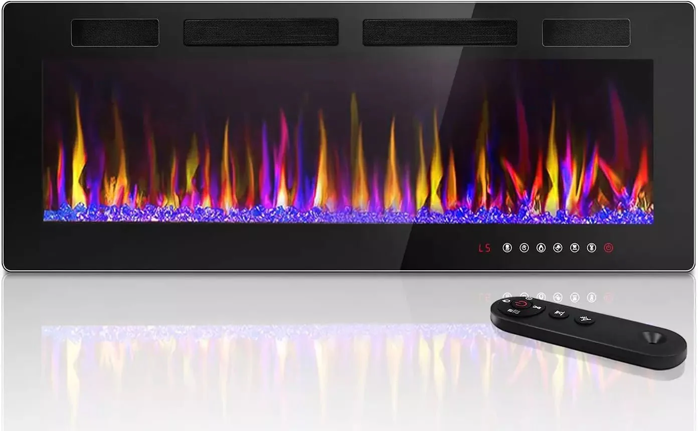 Vitesse Ultra-Thin Electric Fireplace Recessed and Wall Mounted