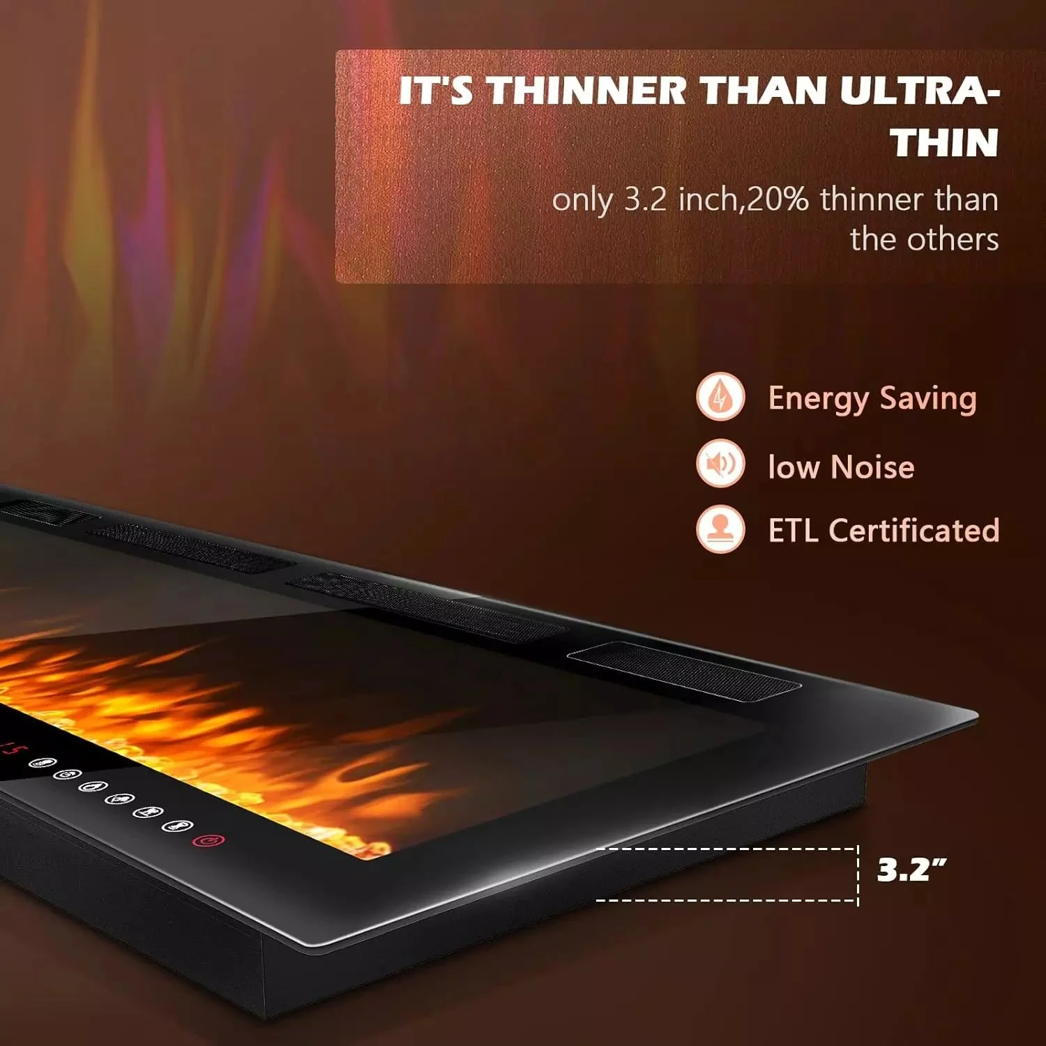 Vitesse Ultra-Thin Electric Fireplace Recessed and Wall Mounted - Image 3