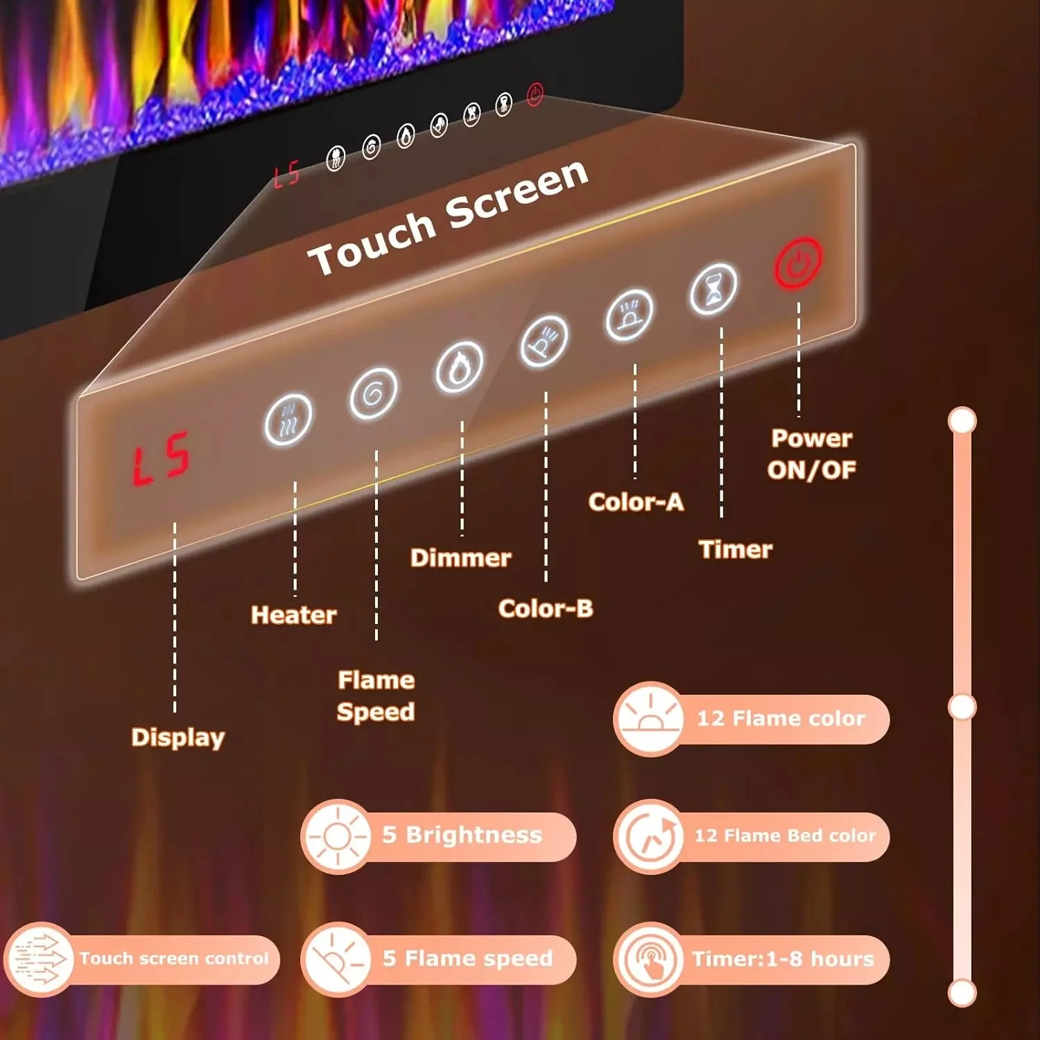 Vitesse Ultra-Thin Electric Fireplace Recessed and Wall Mounted - Image 4
