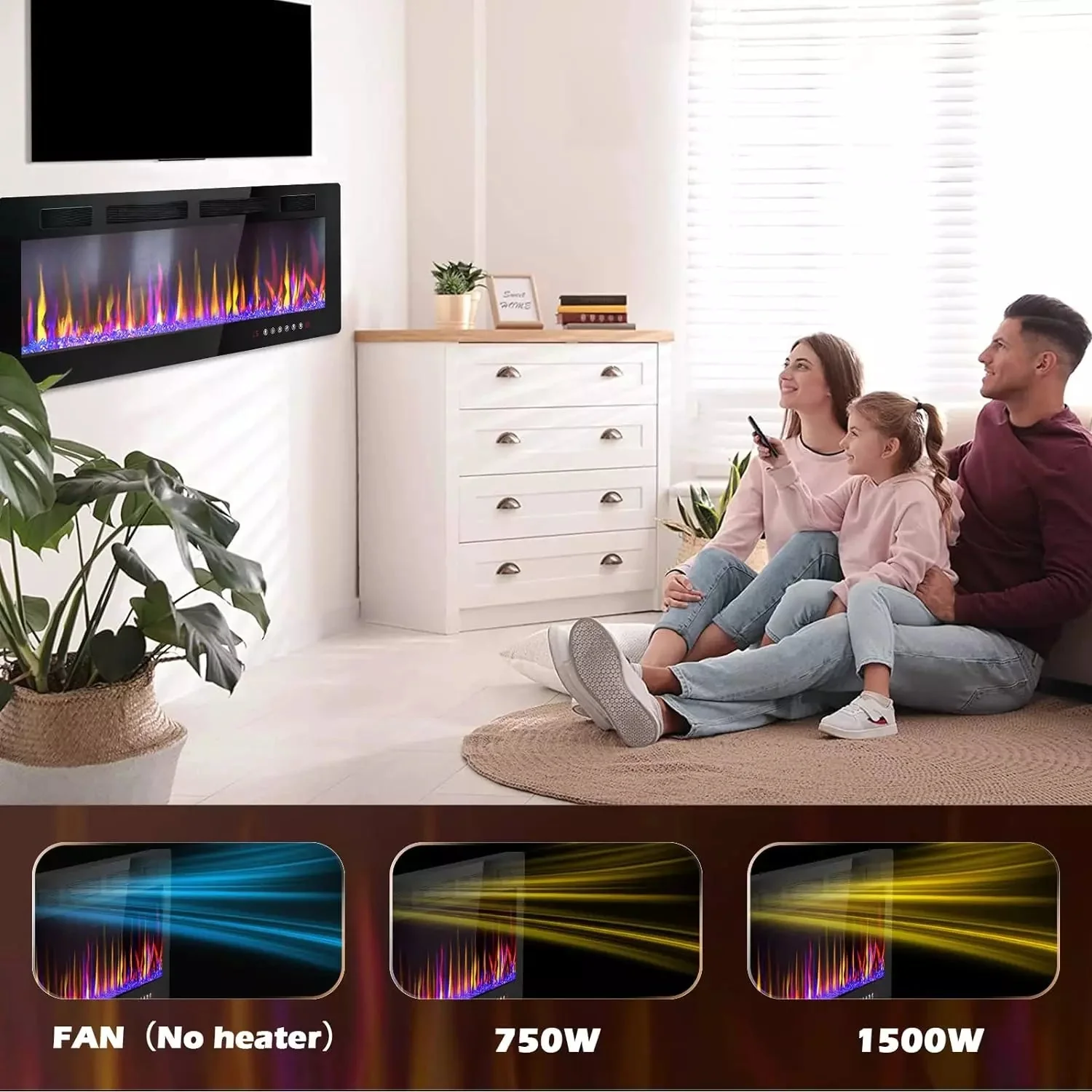 Vitesse Ultra-Thin Electric Fireplace Recessed and Wall Mounted - Image 6