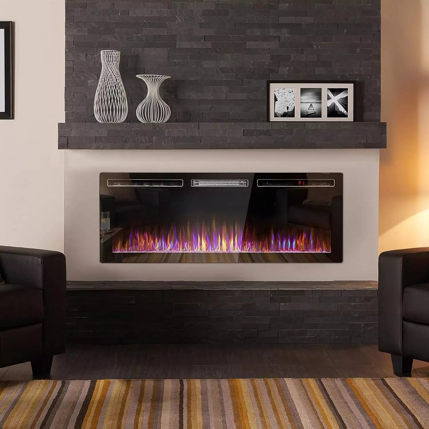 VITESSE Ultra-Thin Silence Linear Mirrored Electric Fireplace - Image 36