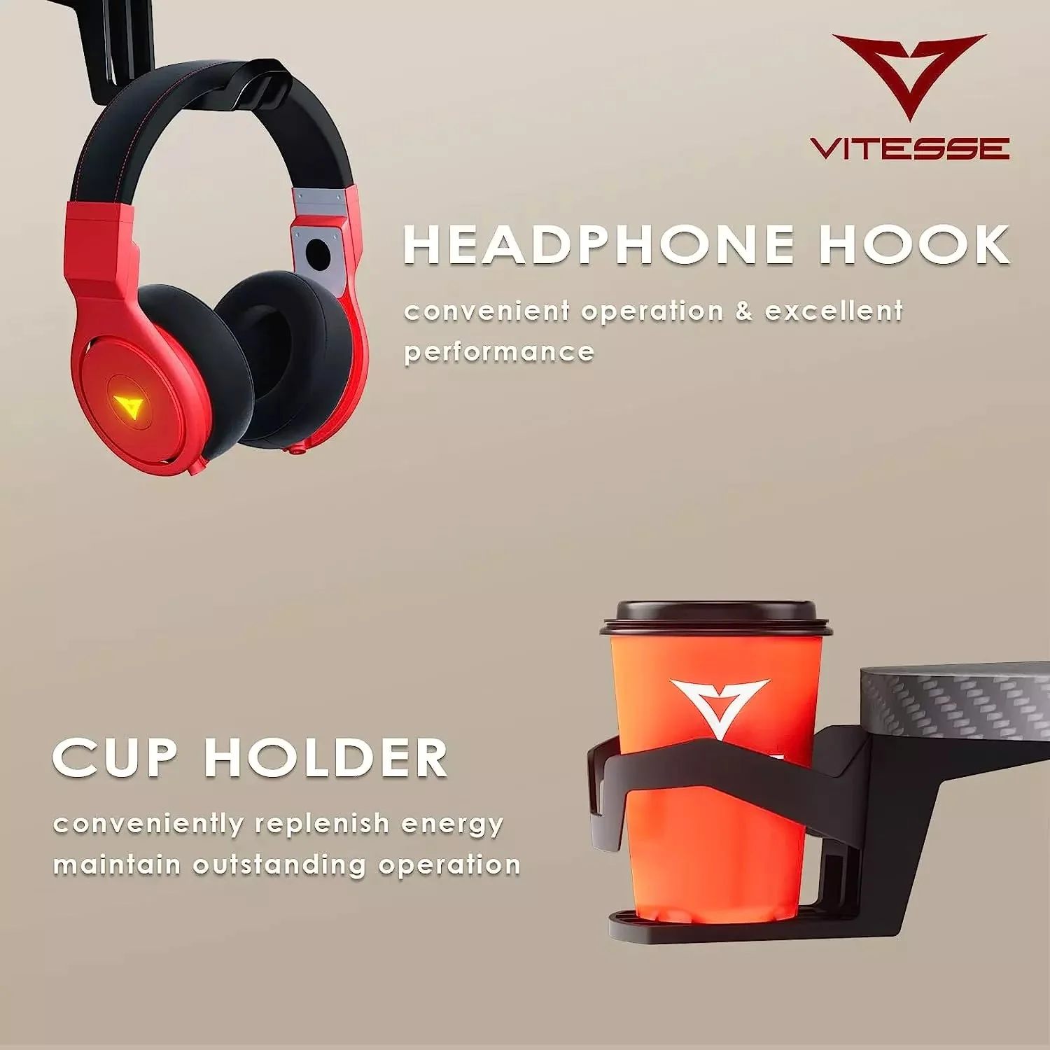 Vitesse Ergonomic Z-Shaped Gaming Desk with Mousepad and Handle Rack ZD01 - Image 22