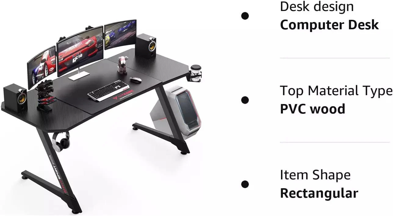 Vitesse Ergonomic Z-Shaped Gaming Desk with Mousepad and Handle Rack ZD01 - Image 8