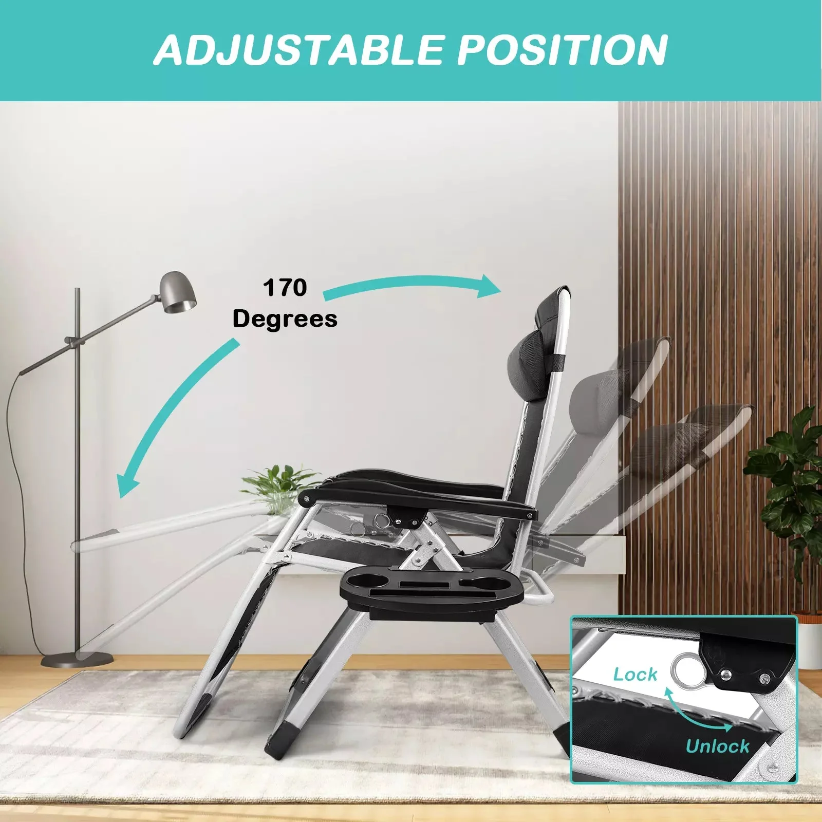 VITESSE Zero Gravity Chair,Adjustable Folding Reclining Lounge Chair - Image 6