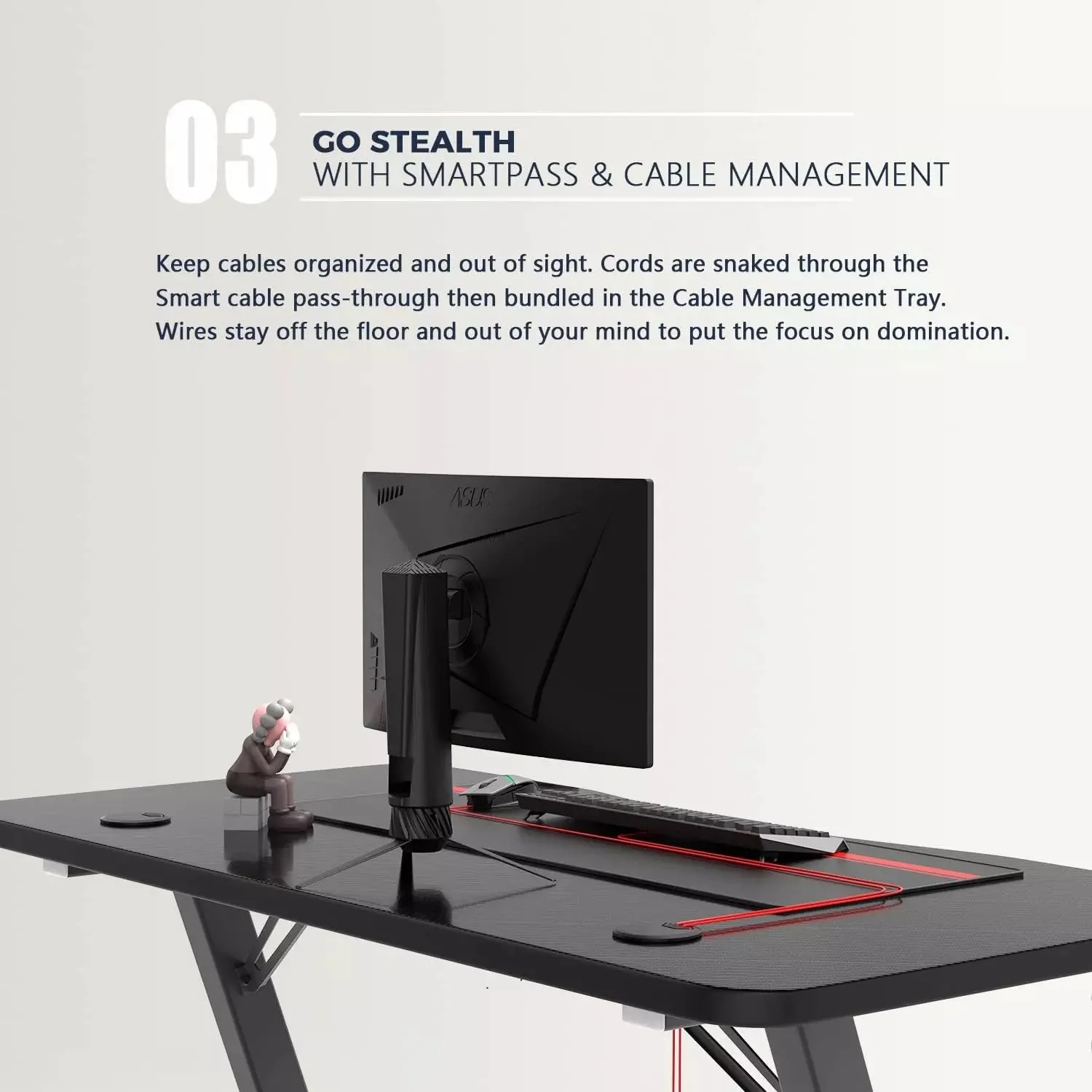 VITESSE Ergonomic Gaming Desk, Z Shaped Office PC Computer Desk with Full Desk Mouse Pad - Image 6