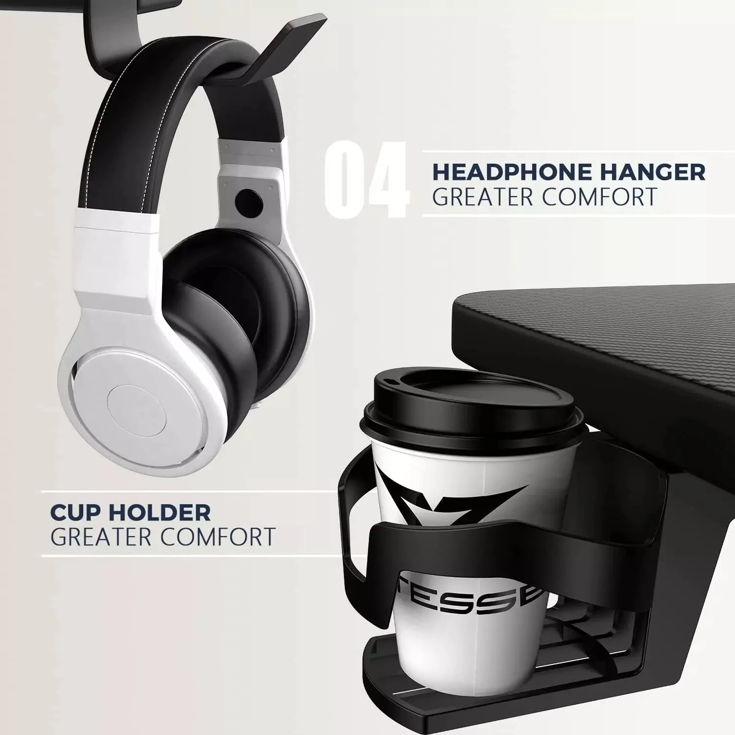 VITESSE Ergonomic Gaming Desk, Z Shaped Office PC Computer Desk with Full Desk Mouse Pad - Image 7