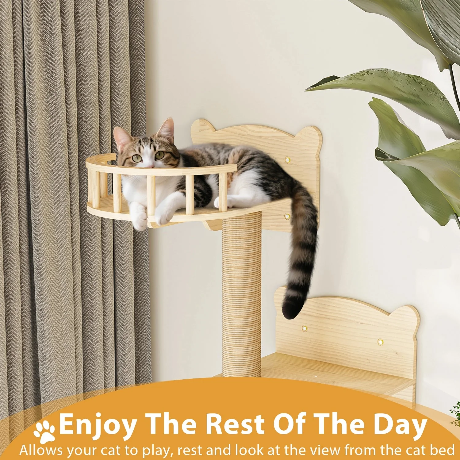 Waleaf 16 Piece Cat Wall Shelves for Indoor cats,Wall Mounted Cat Climber Set with House,Tunnel,Bridge,Steps,Scratcher,Bed - Image 5